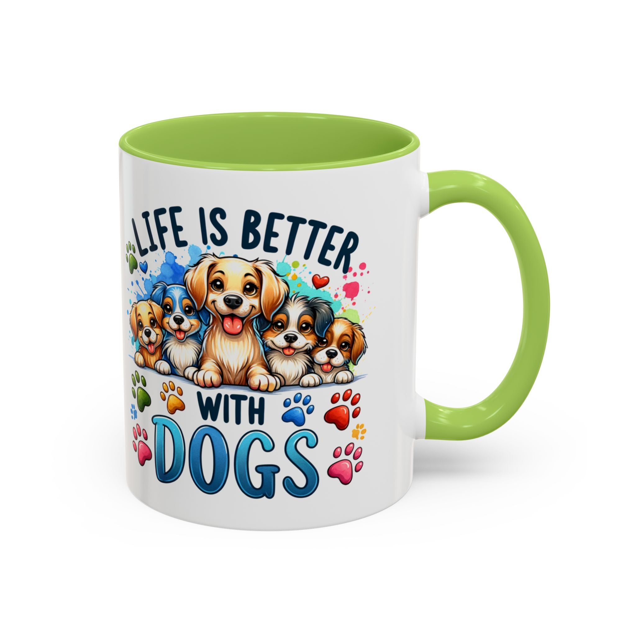 "Life Is Better With Dogs" Accent Dog Lover Mug (11 oz)