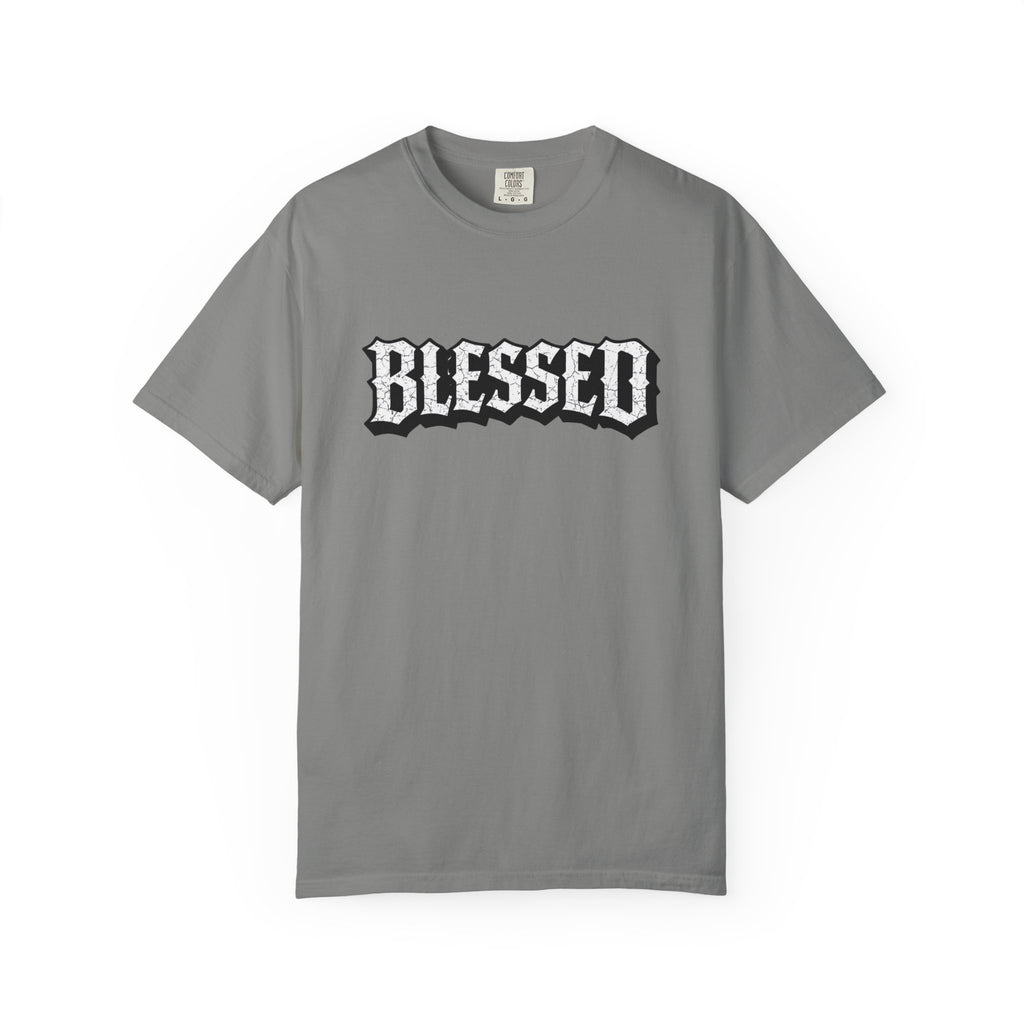 Blessed Script T-shirt | Garment-Dyed Casual Tee | Unisex T-shirt