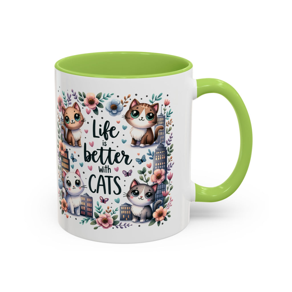 Life Is Better With Cats Accent Coffee Mug 11oz