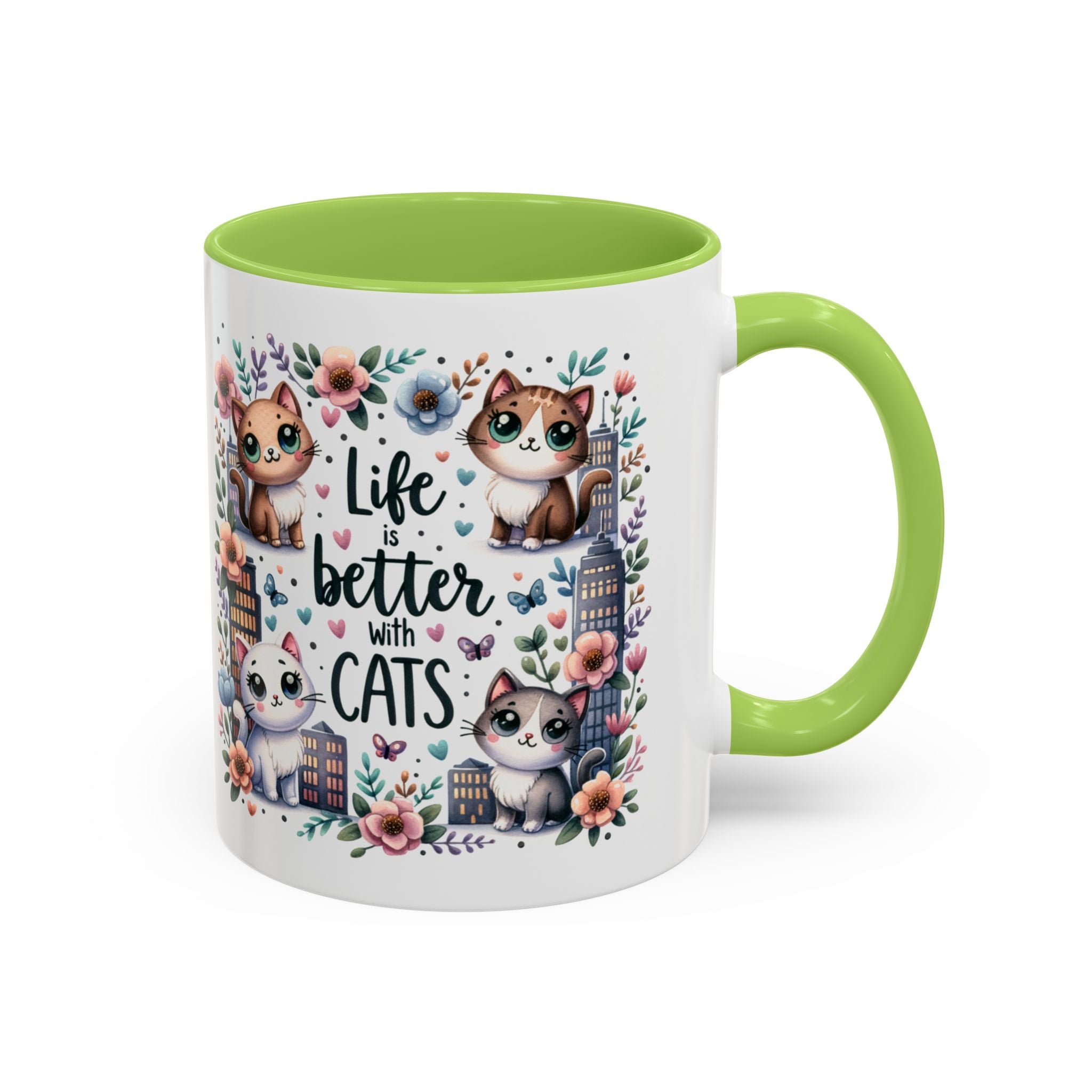 Life Is Better With Cats Accent Coffee Mug 11oz