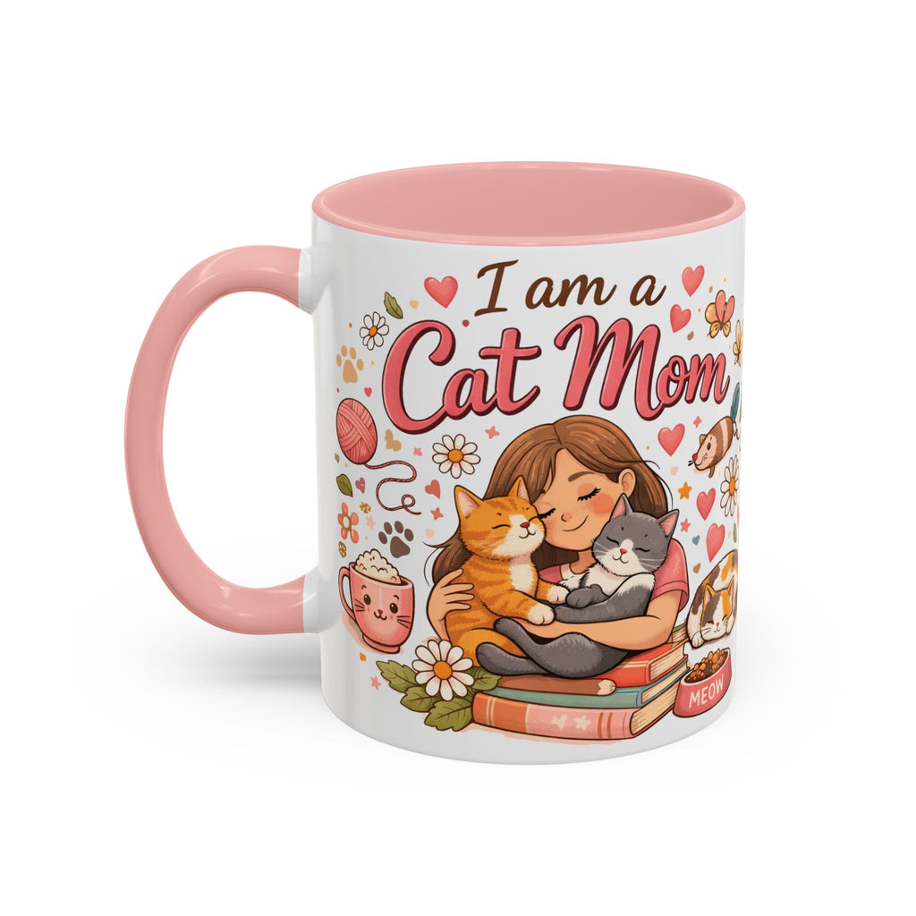 I Am a Cat Mom Accent Mug | Cute Cat Lover Coffee Cup