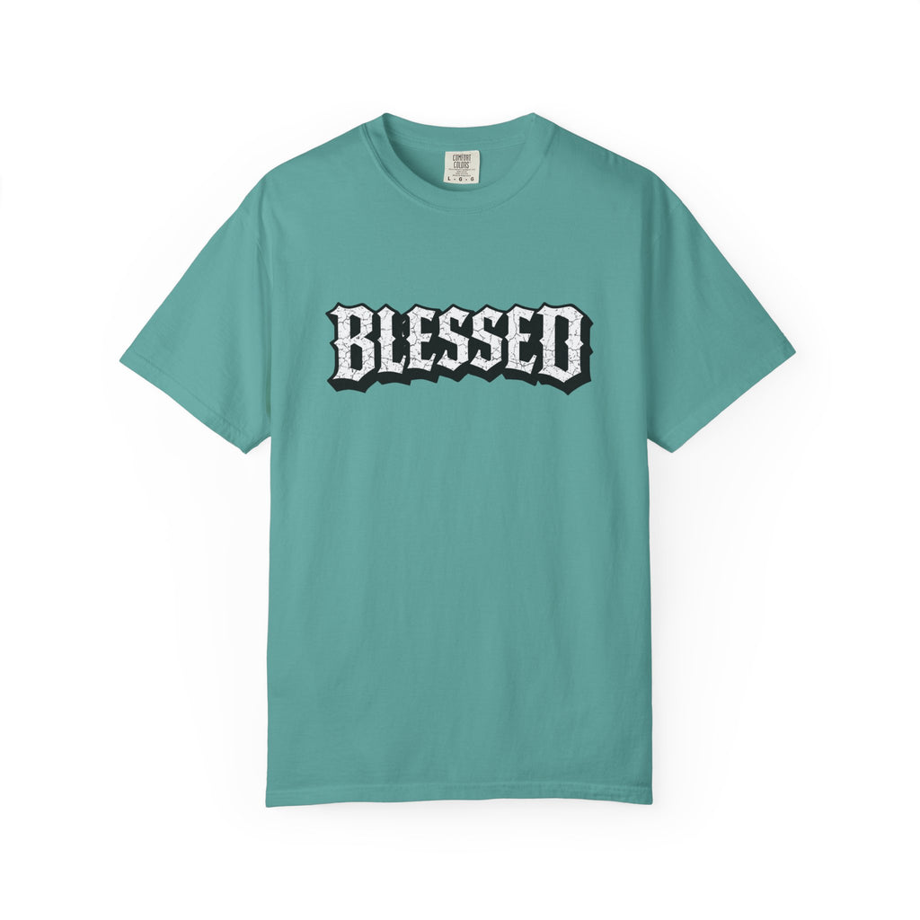 Blessed Script T-shirt | Garment-Dyed Casual Tee | Unisex T-shirt