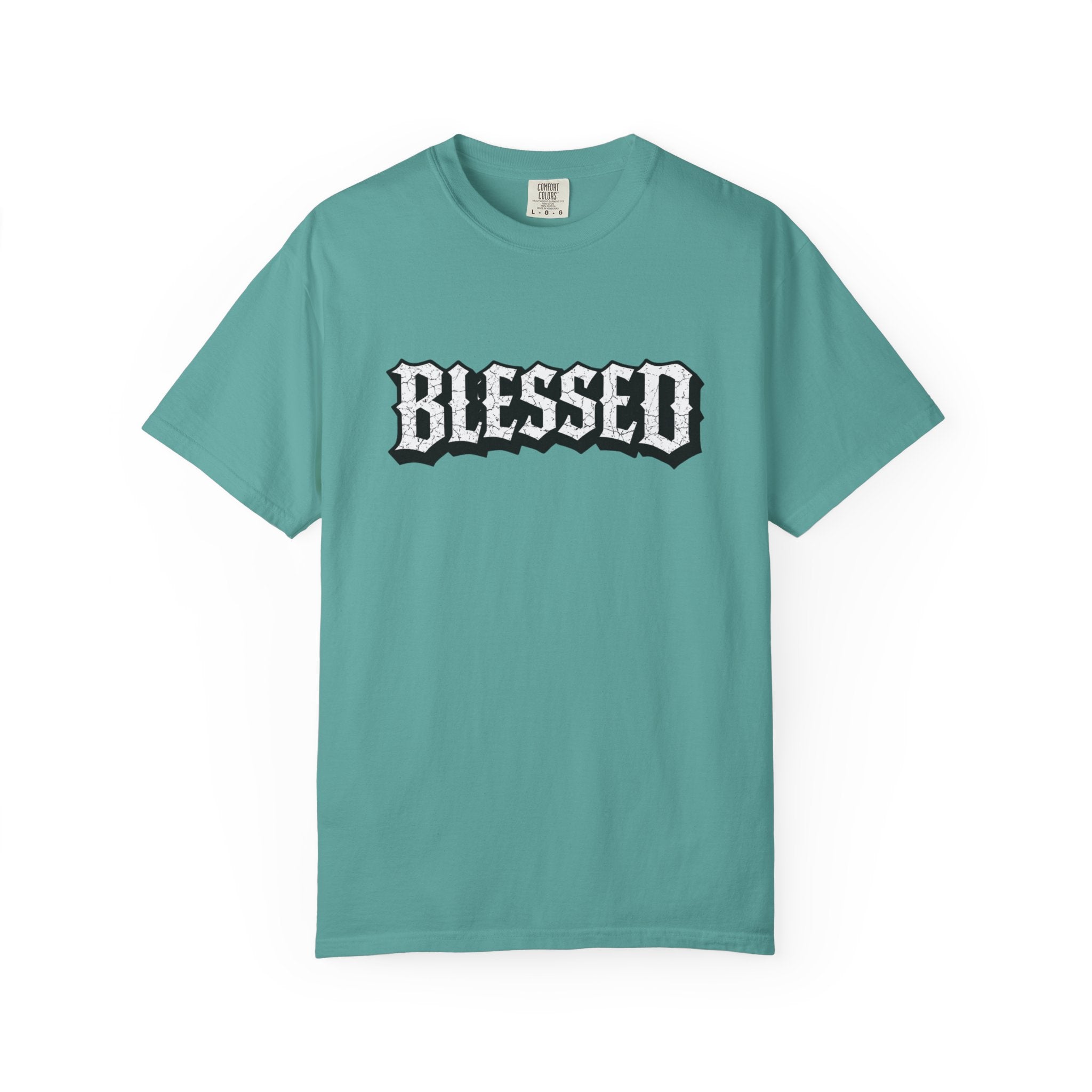 Blessed Script T-shirt | Garment-Dyed Casual Tee | Unisex T-shirt