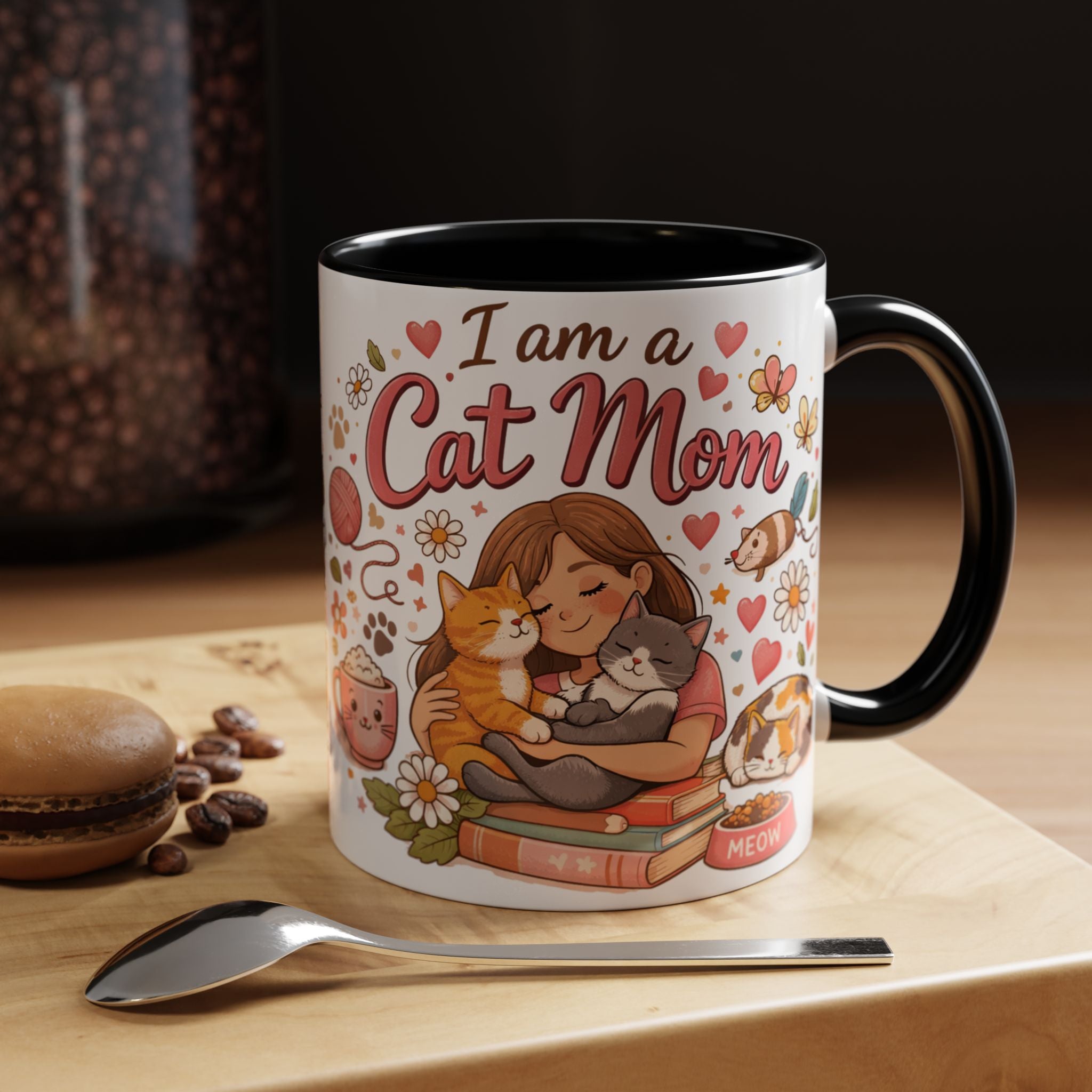 I Am a Cat Mom Accent Mug | Cute Cat Lover Coffee Cup