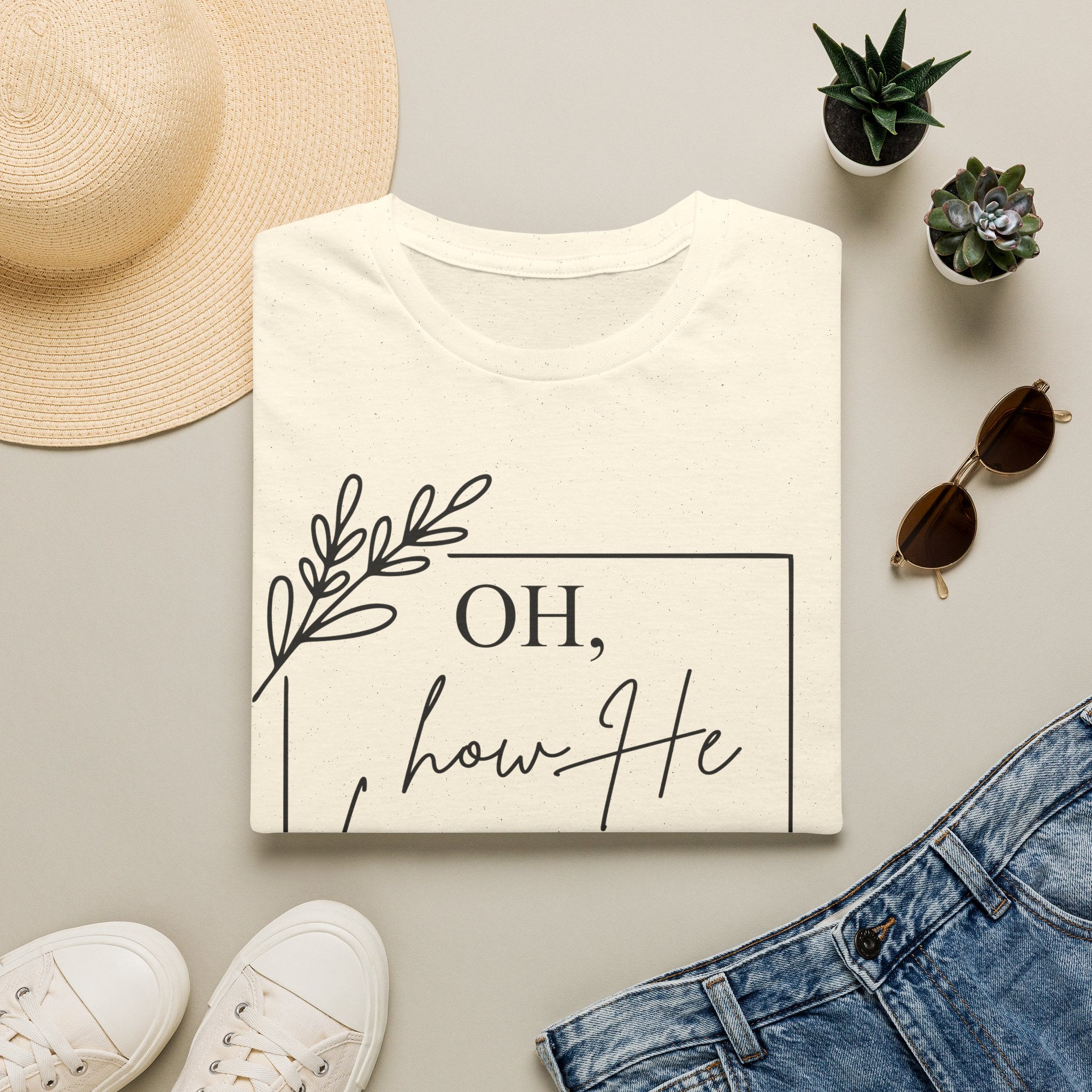 Oh How He Loves Us 1 John 4:10 T-Shirt | Christian Scripture Tee