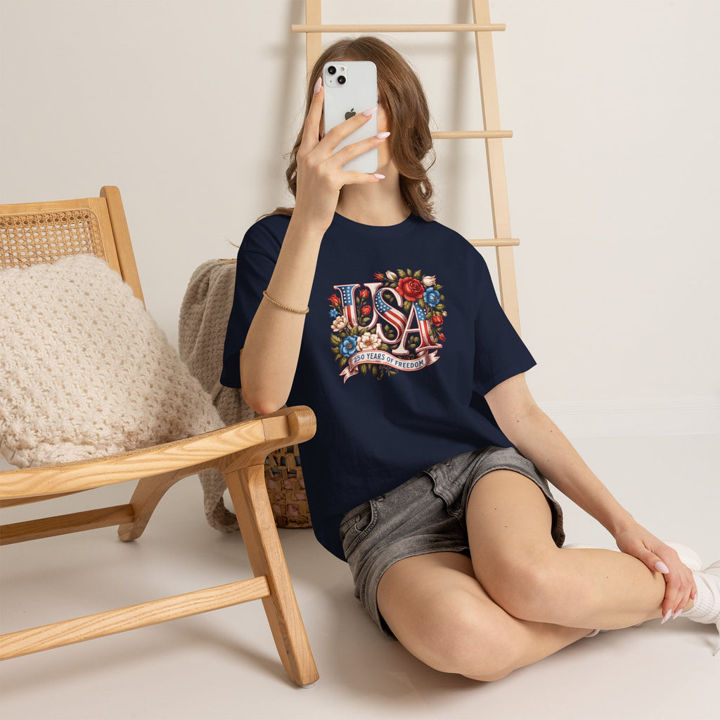 USA Floral 'Land of the Free' T-Shirt