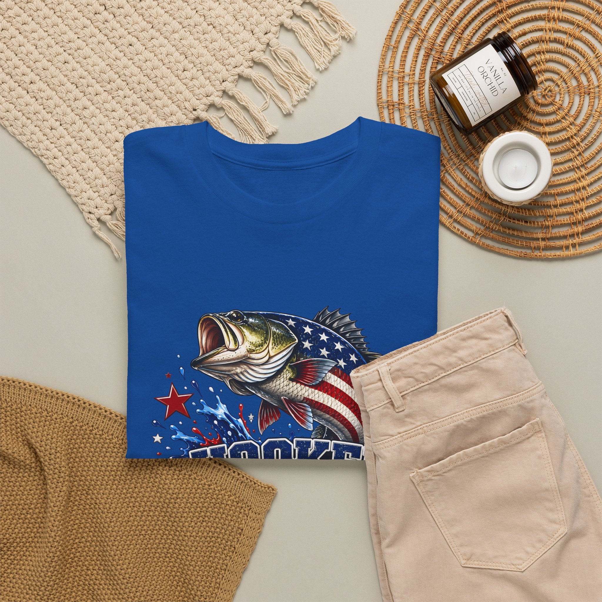 Hooked on Freedom Fishing T-Shirt — Patriotic Bass Graphic Tee