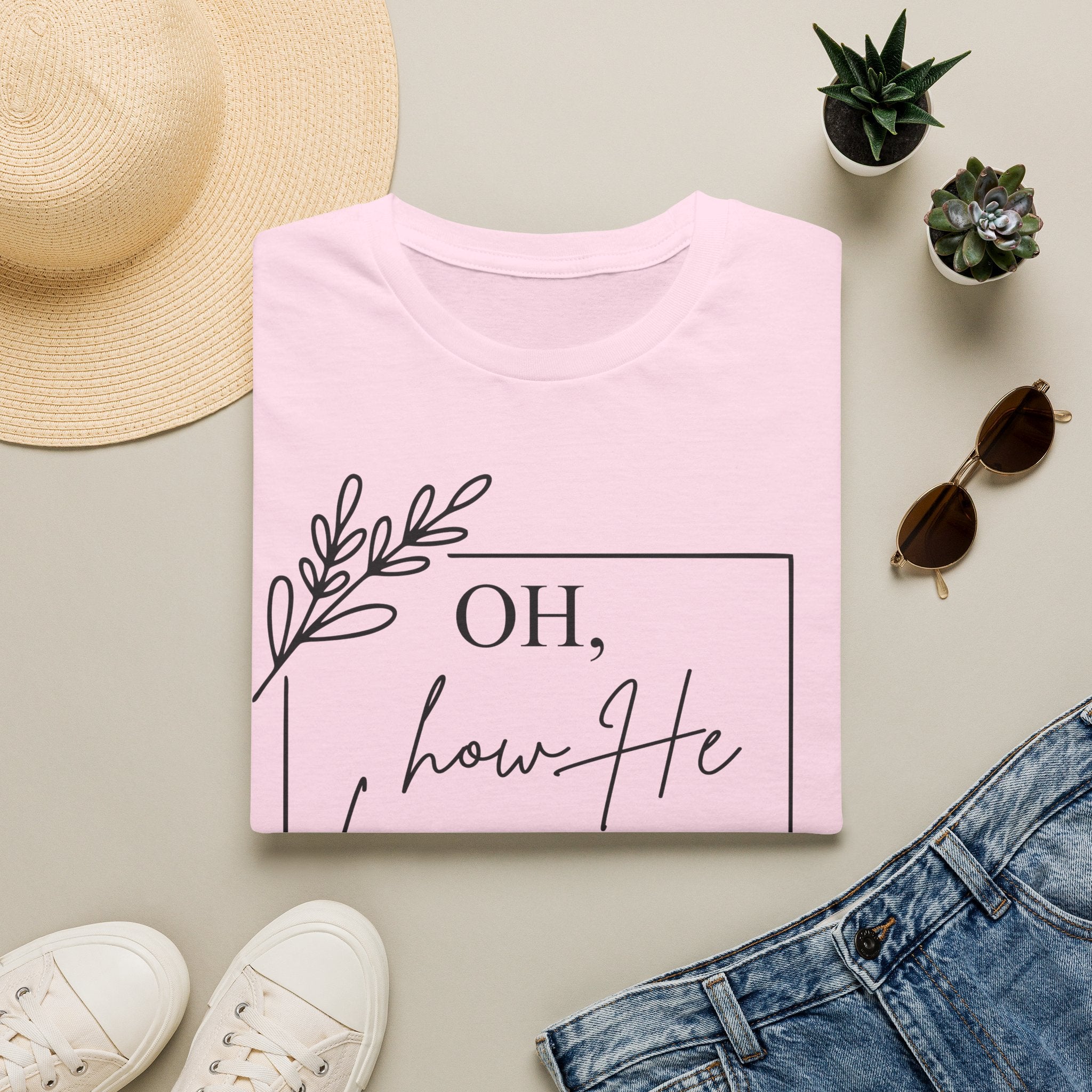 Oh How He Loves Us 1 John 4:10 T-Shirt | Christian Scripture Tee