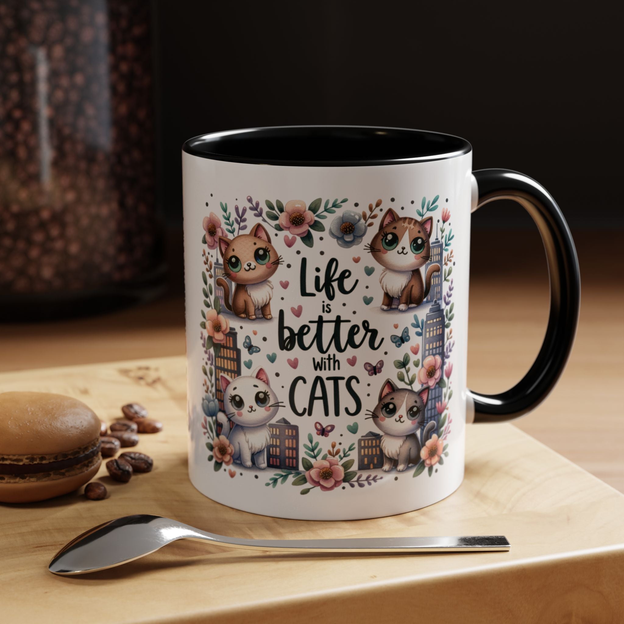 Life Is Better With Cats Accent Coffee Mug 11oz