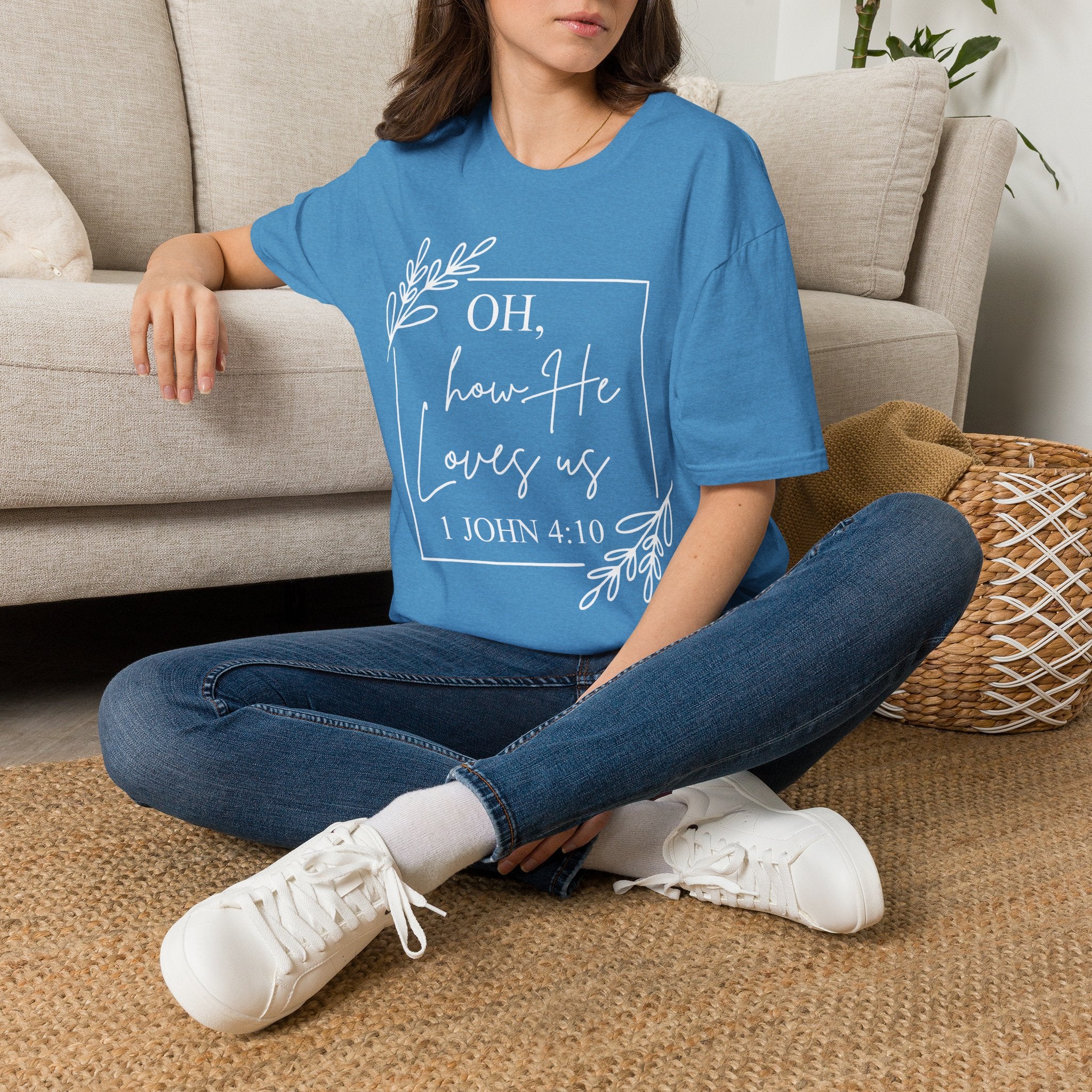 Oh How He Loves Us T-Shirt | 1 John 4:10 | Unisex Softstyle Christian T-shirt