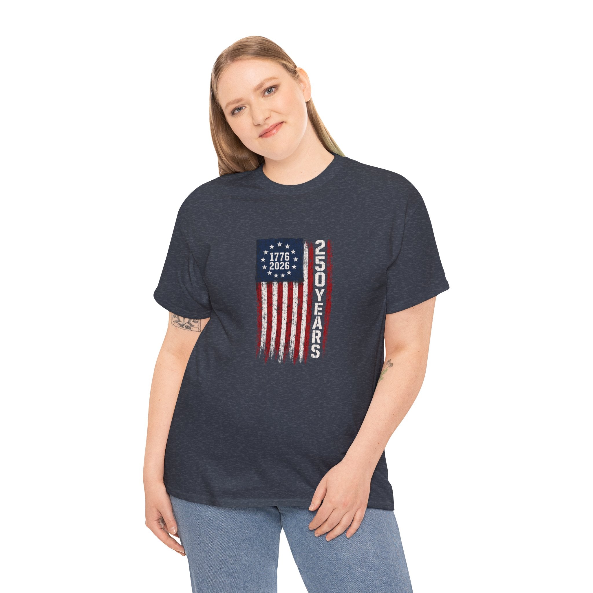 1776–2026 250 Years Flag T-Shirt — American Bicentennial Anniversary Tee