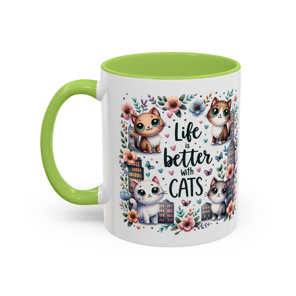 Life Is Better With Cats Accent Coffee Mug 11oz