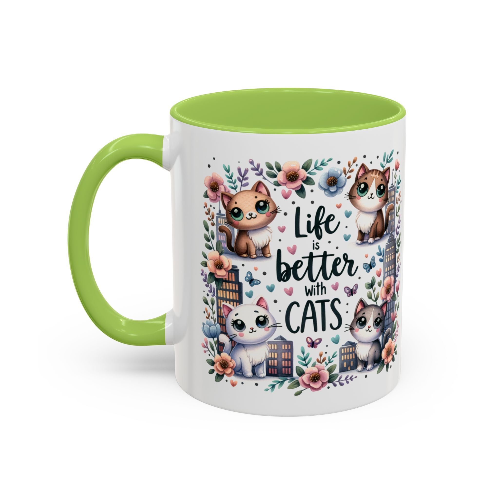 Life Is Better With Cats Accent Coffee Mug 11oz