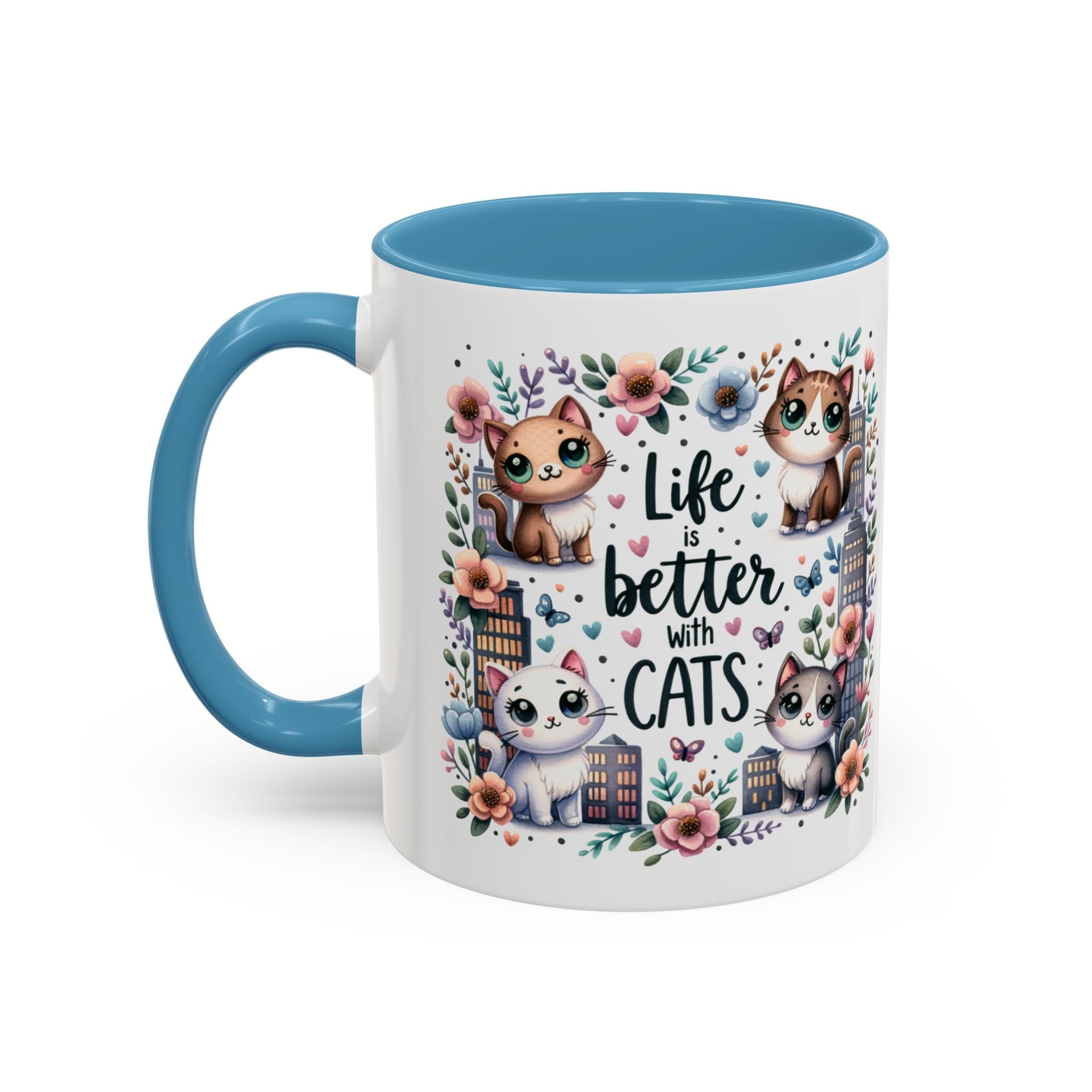Life Is Better With Cats Accent Coffee Mug 11oz