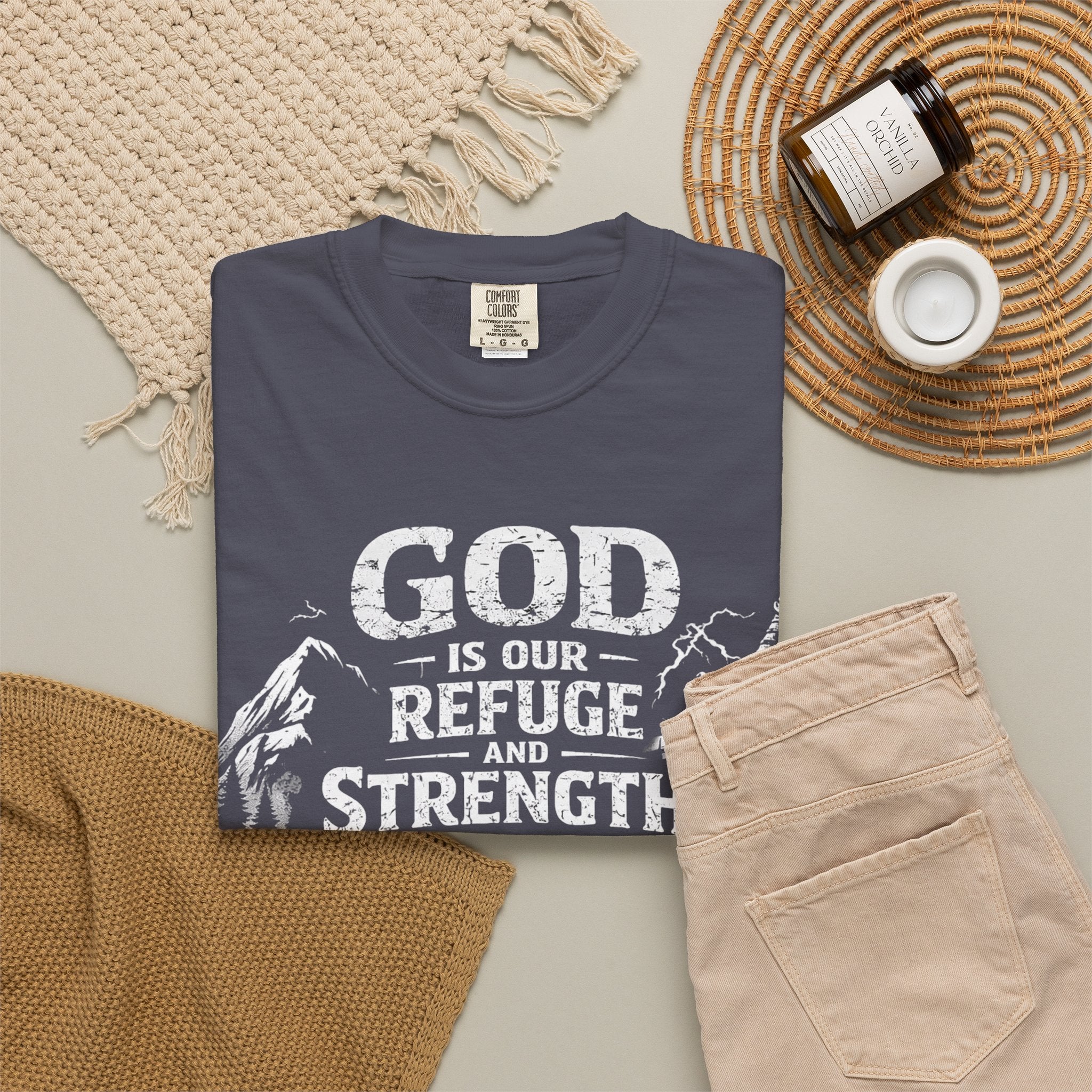 Christian T-Shirt Psalm 46:1 | God Is Our Refuge Shirt | Faith-Based Tee | Comfort Colors 1717 | Christian Gift | Unisex Tee | Women | Men