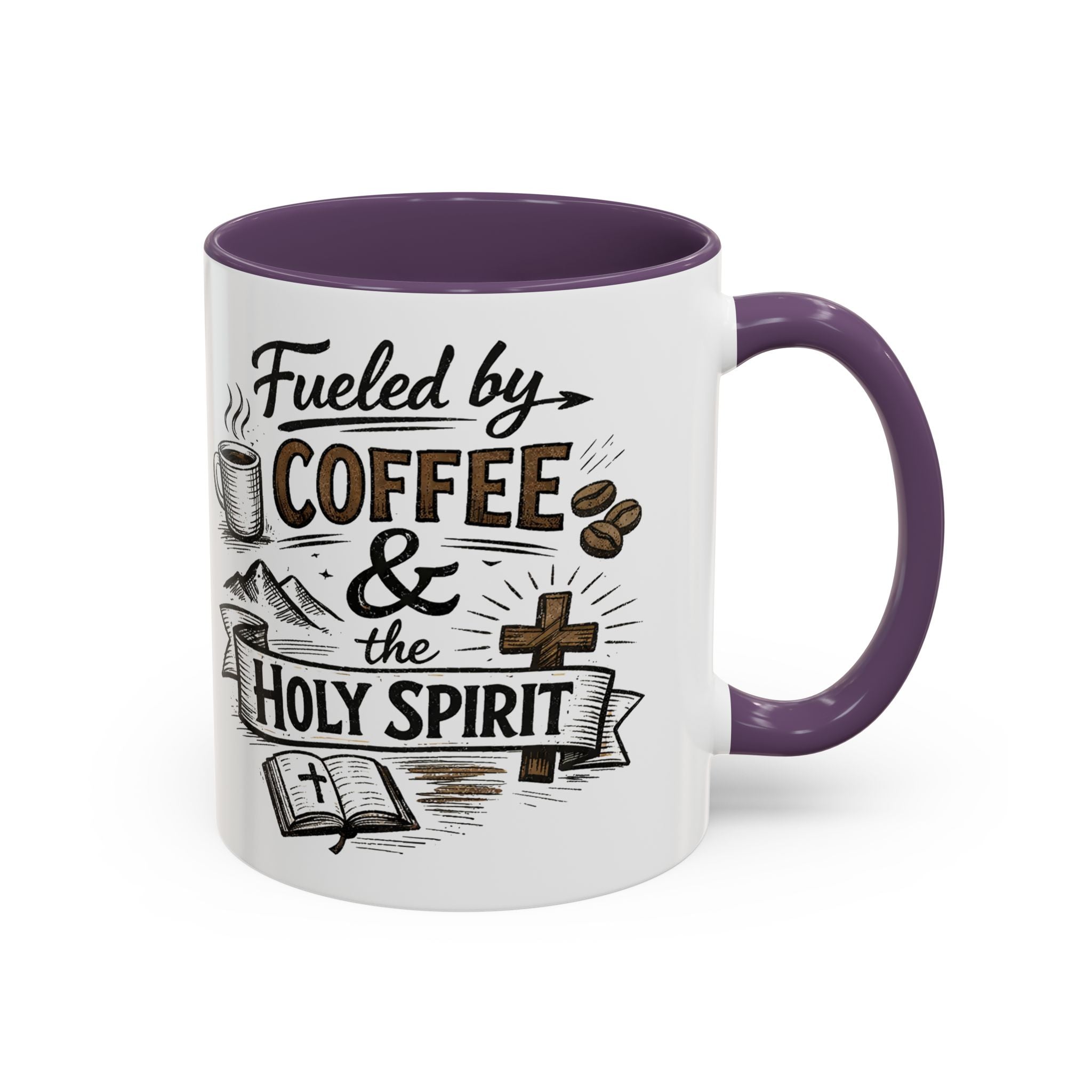 Fueled By Coffee And The Holy Spirit Accent Coffee Mug (11oz)