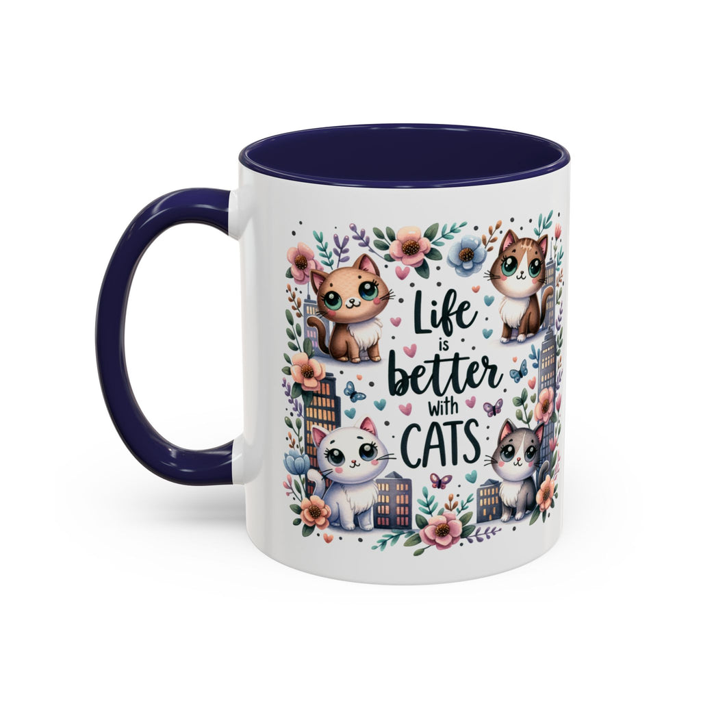 Life Is Better With Cats Accent Coffee Mug 11oz