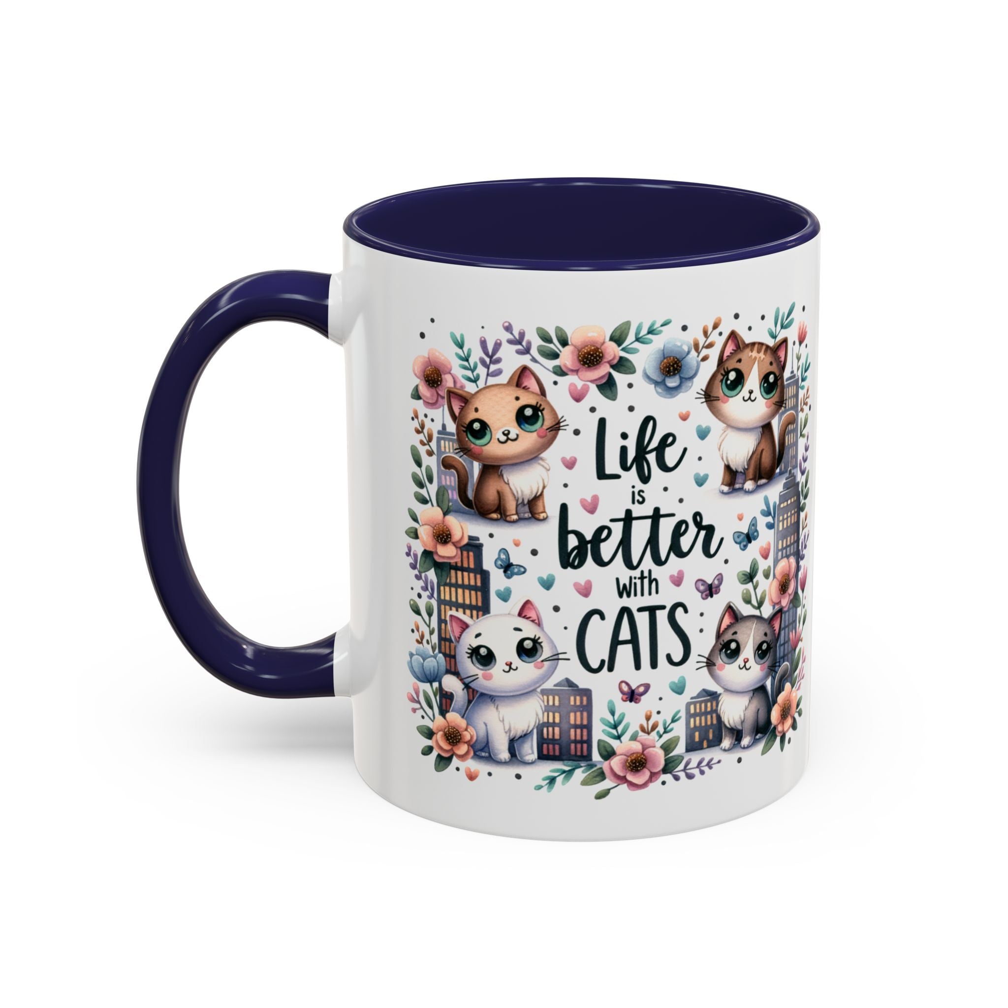 Life Is Better With Cats Accent Coffee Mug 11oz