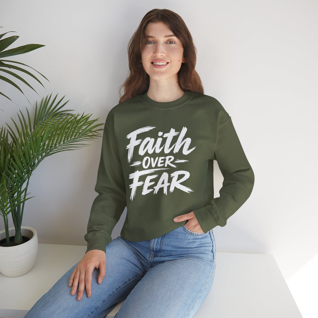 Faith Over Fear Sweatshirt | Inspirational Christian Typography Crewneck | Unisex sweatshirt