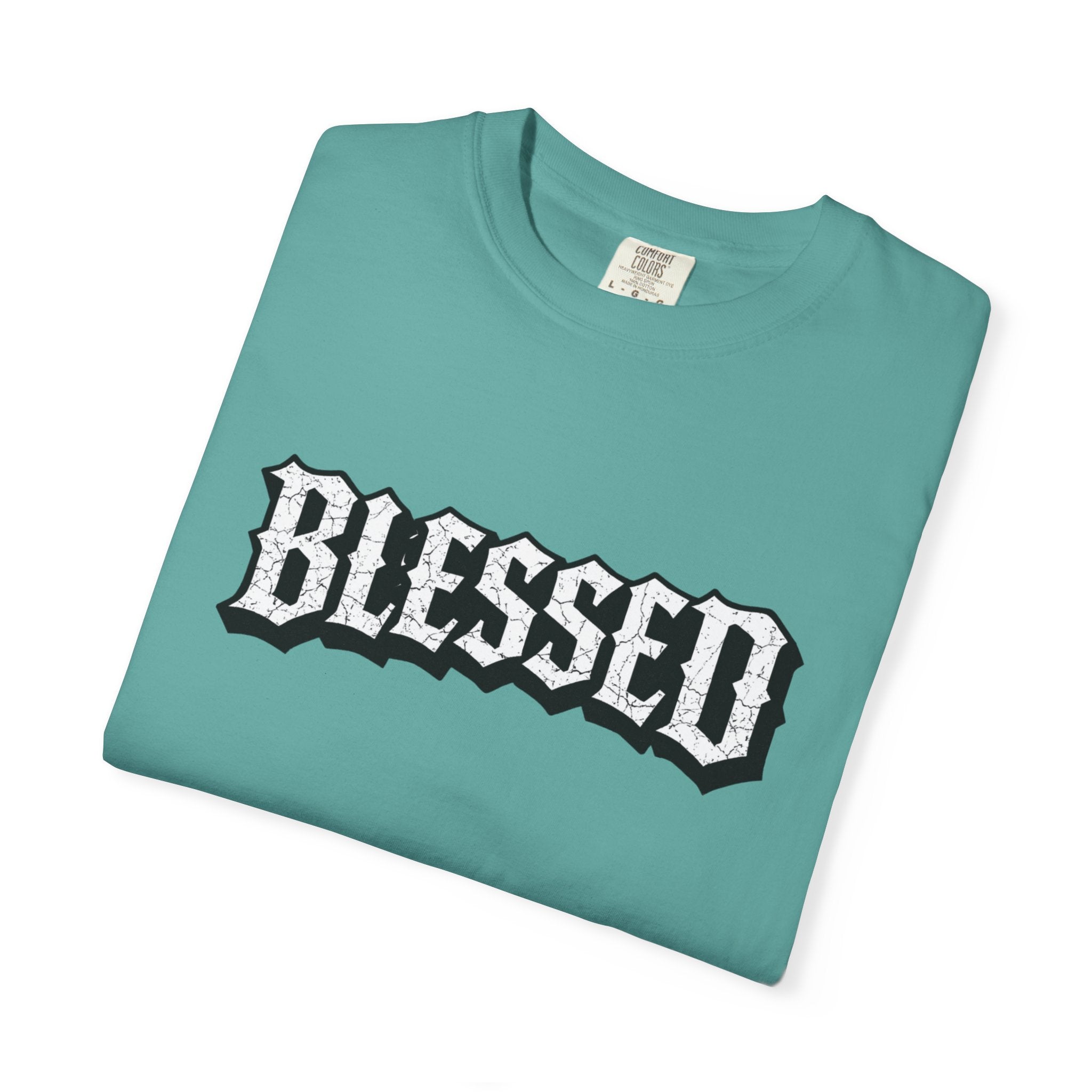 Blessed Script T-shirt | Garment-Dyed Casual Tee | Unisex T-shirt
