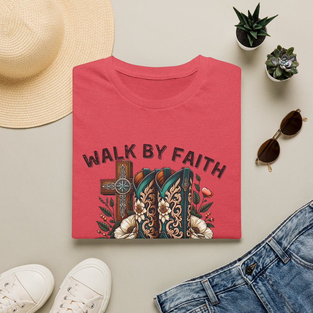 Walk By Faith Cowboy Boots T-Shirt — 'Walk By Faith' Christian Western Tee