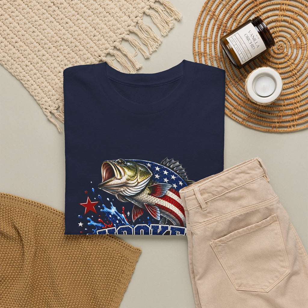 Hooked on Freedom Fishing T-Shirt — Patriotic Bass Graphic Tee
