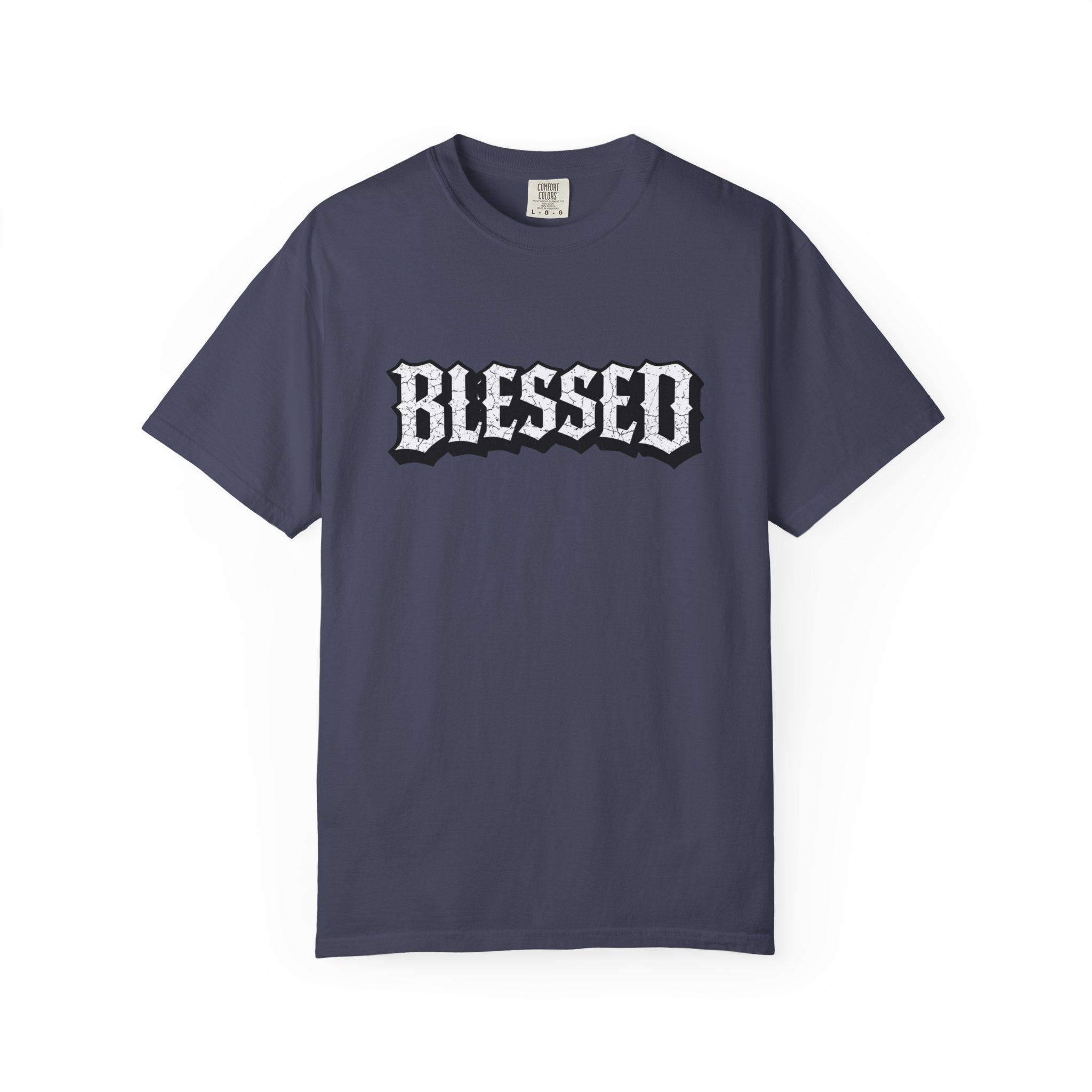 Blessed Script T-shirt | Garment-Dyed Casual Tee | Unisex T-shirt