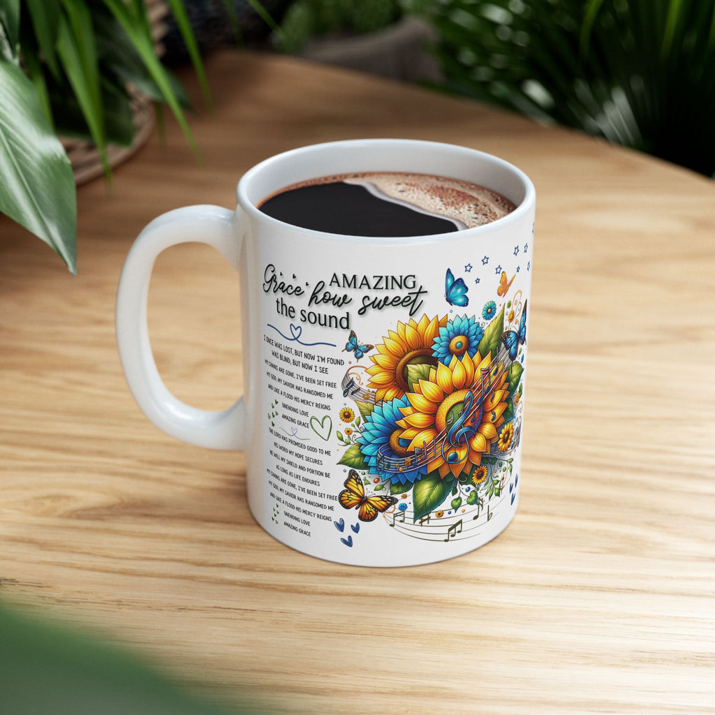 Amazing Grace Sunflower Christian Mug Description: