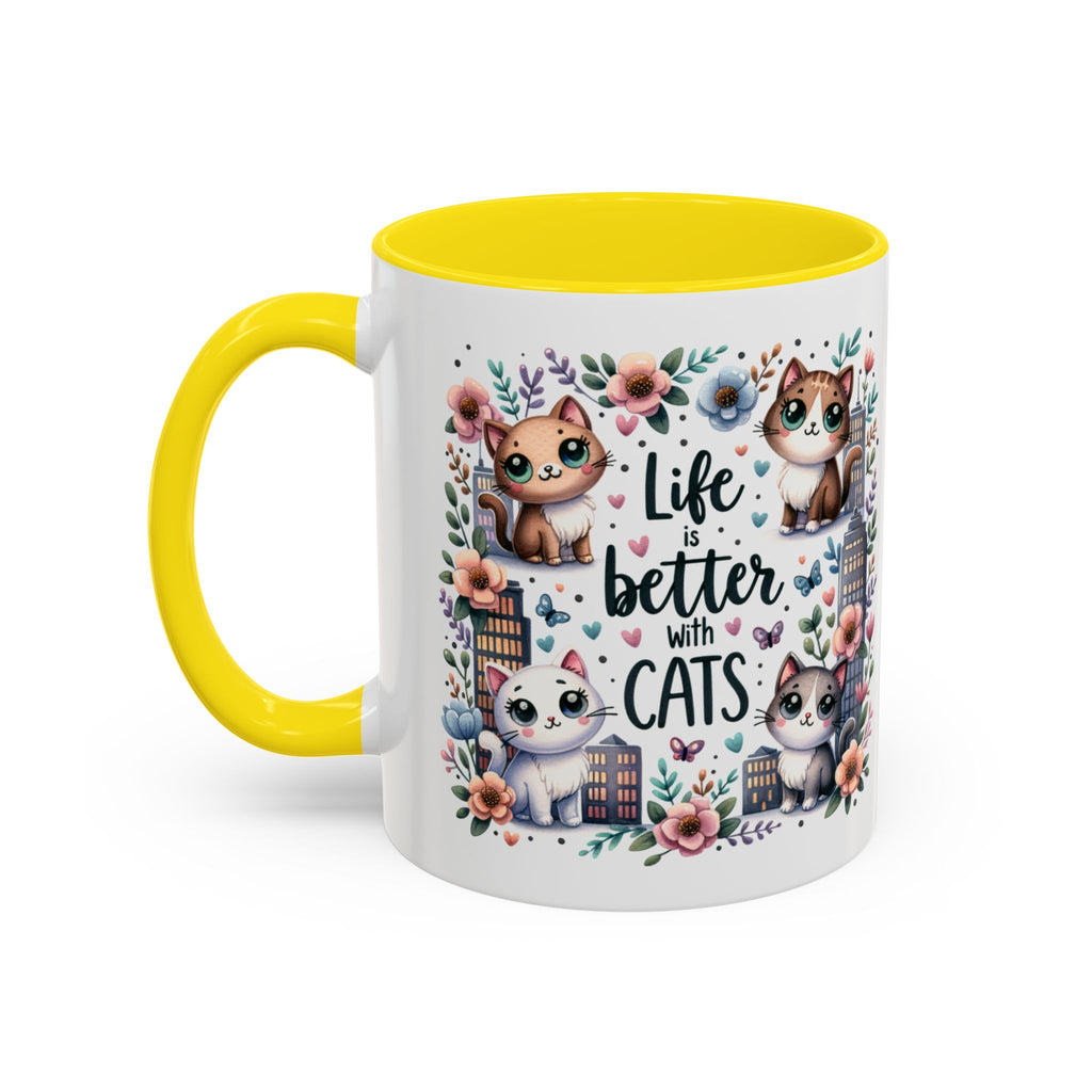 Life Is Better With Cats Accent Coffee Mug 11oz