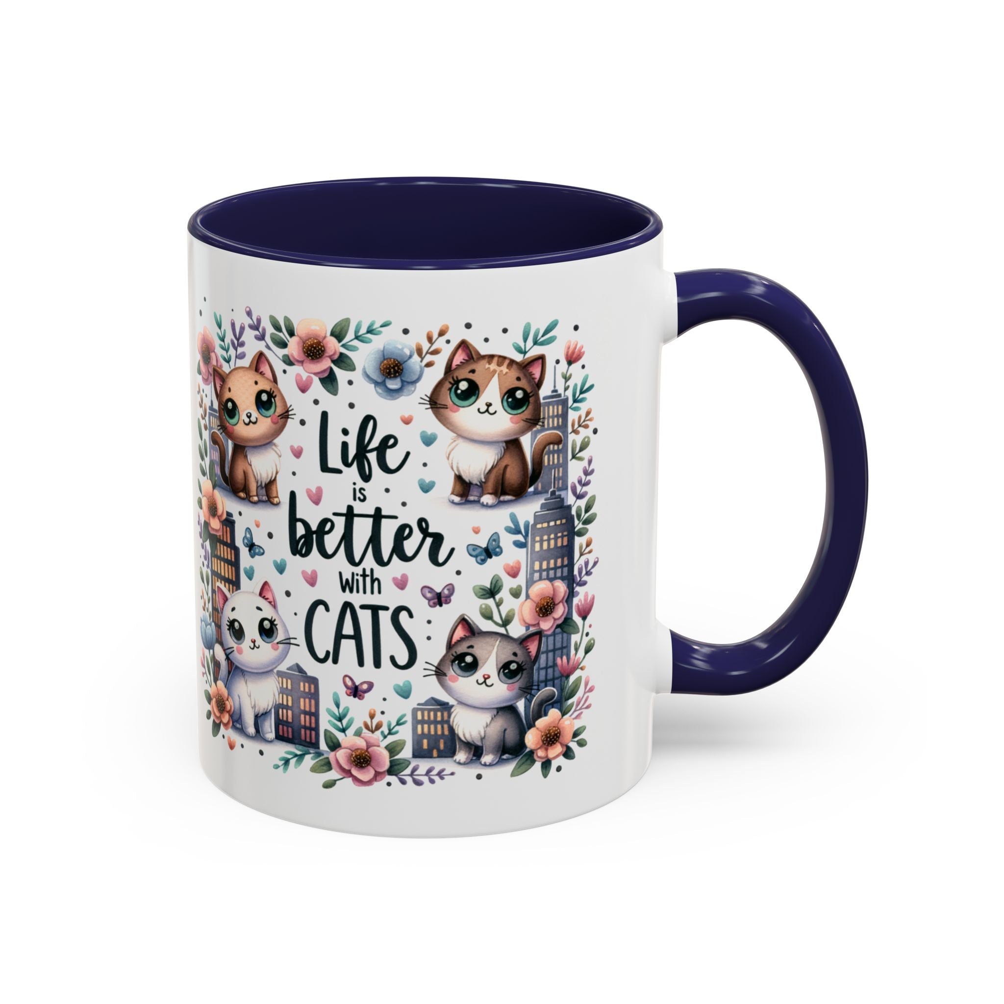 Life Is Better With Cats Accent Coffee Mug 11oz