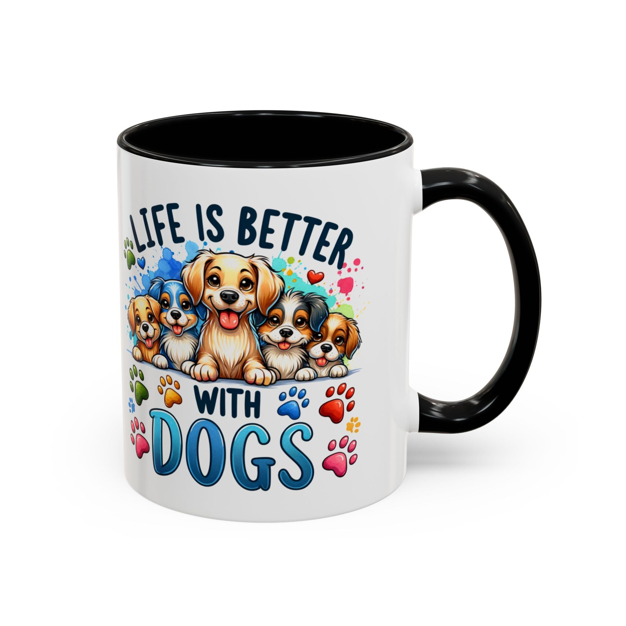 "Life Is Better With Dogs" Accent Dog Lover Mug (11 oz)
