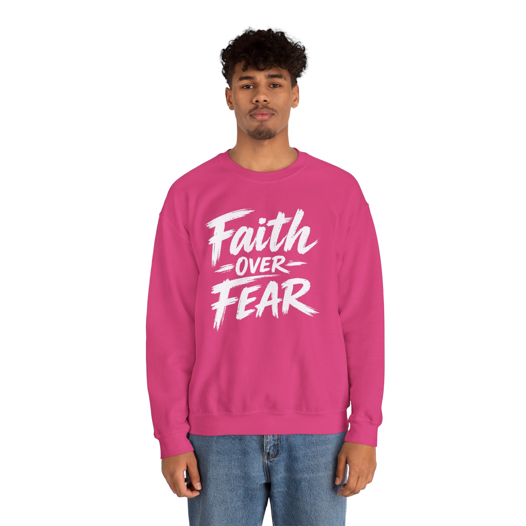 Faith Over Fear Sweatshirt | Inspirational Christian Typography Crewneck | Unisex sweatshirt