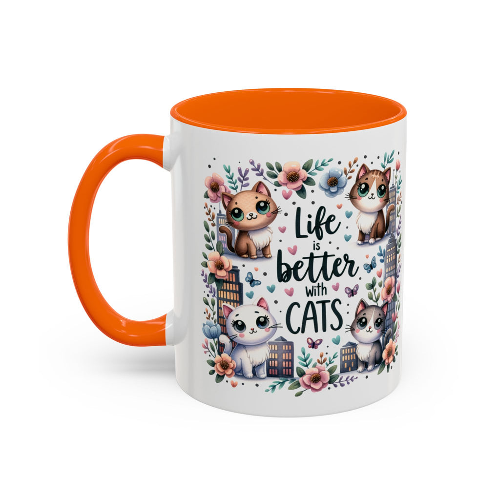 Life Is Better With Cats Accent Coffee Mug 11oz