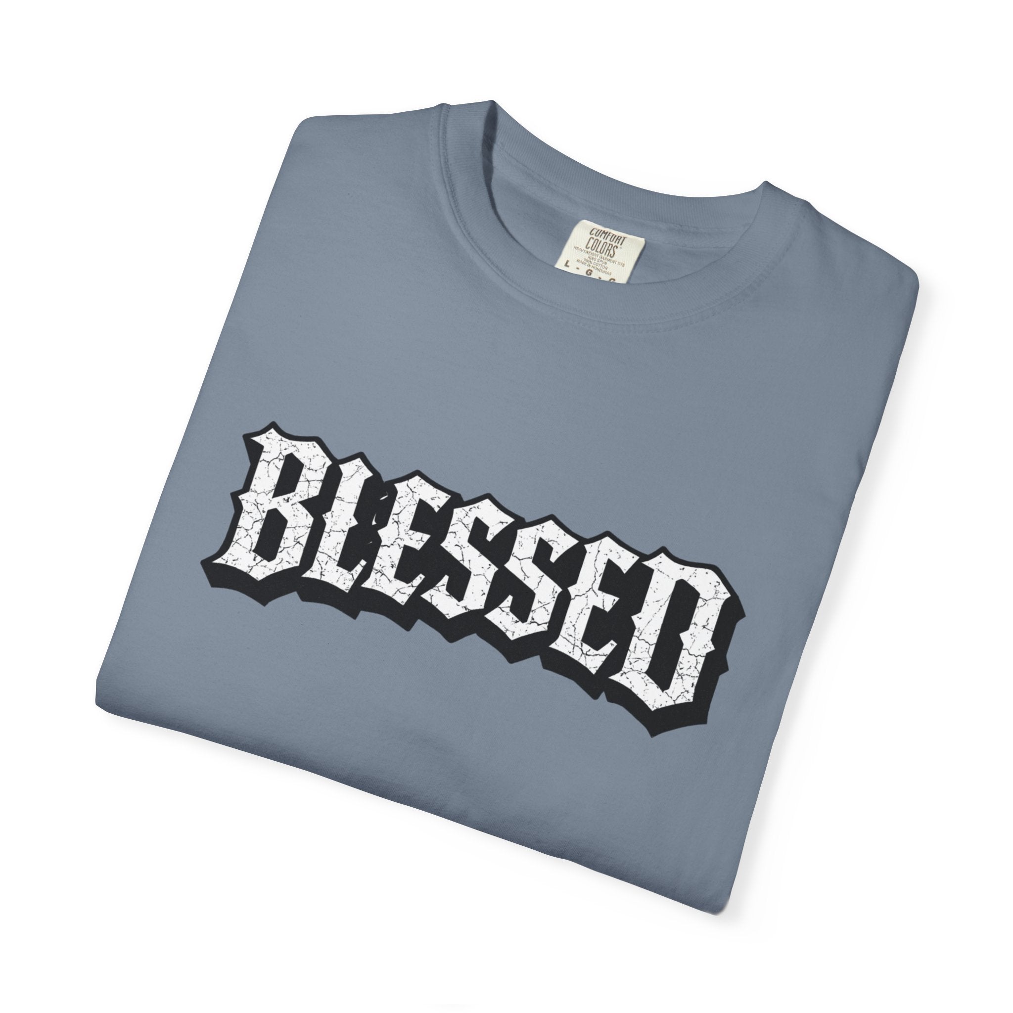 Blessed Script T-shirt | Garment-Dyed Casual Tee | Unisex T-shirt