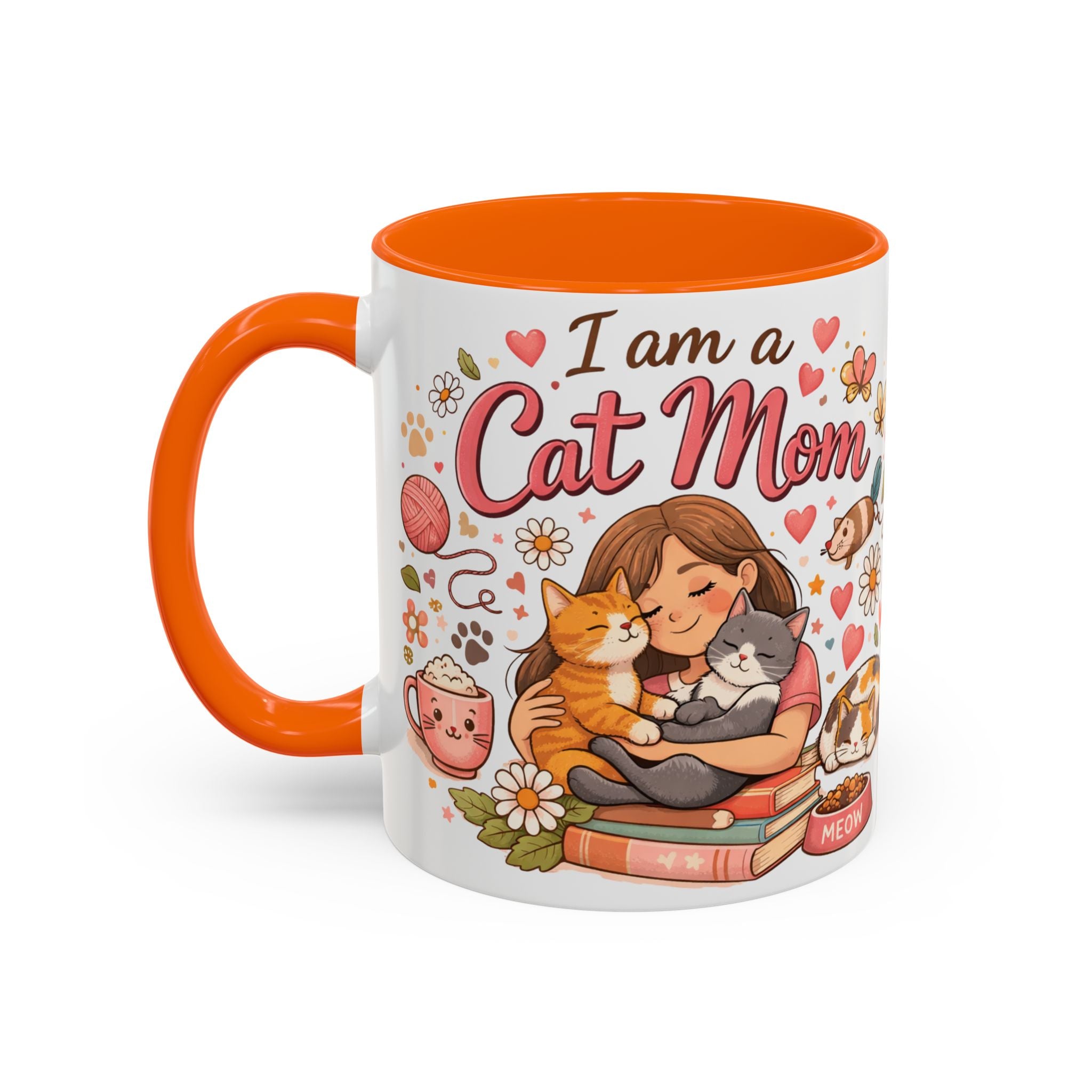 I Am a Cat Mom Accent Mug | Cute Cat Lover Coffee Cup