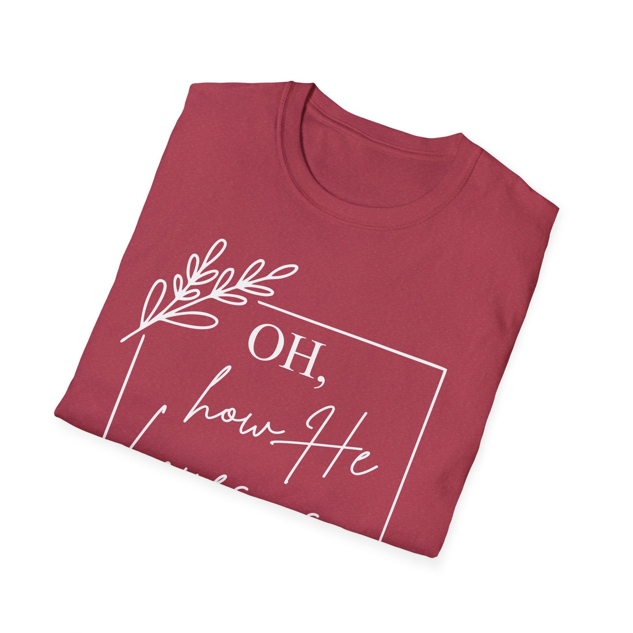 Oh How He Loves Us T-Shirt | 1 John 4:10 | Unisex Softstyle Christian T-shirt