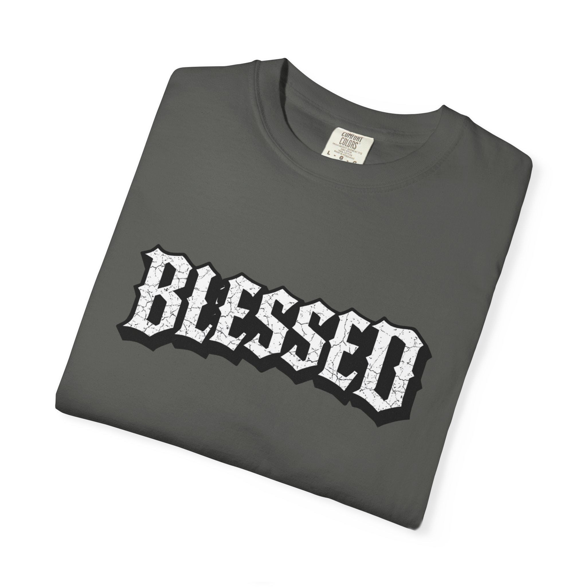 Blessed Script T-shirt | Garment-Dyed Casual Tee | Unisex T-shirt