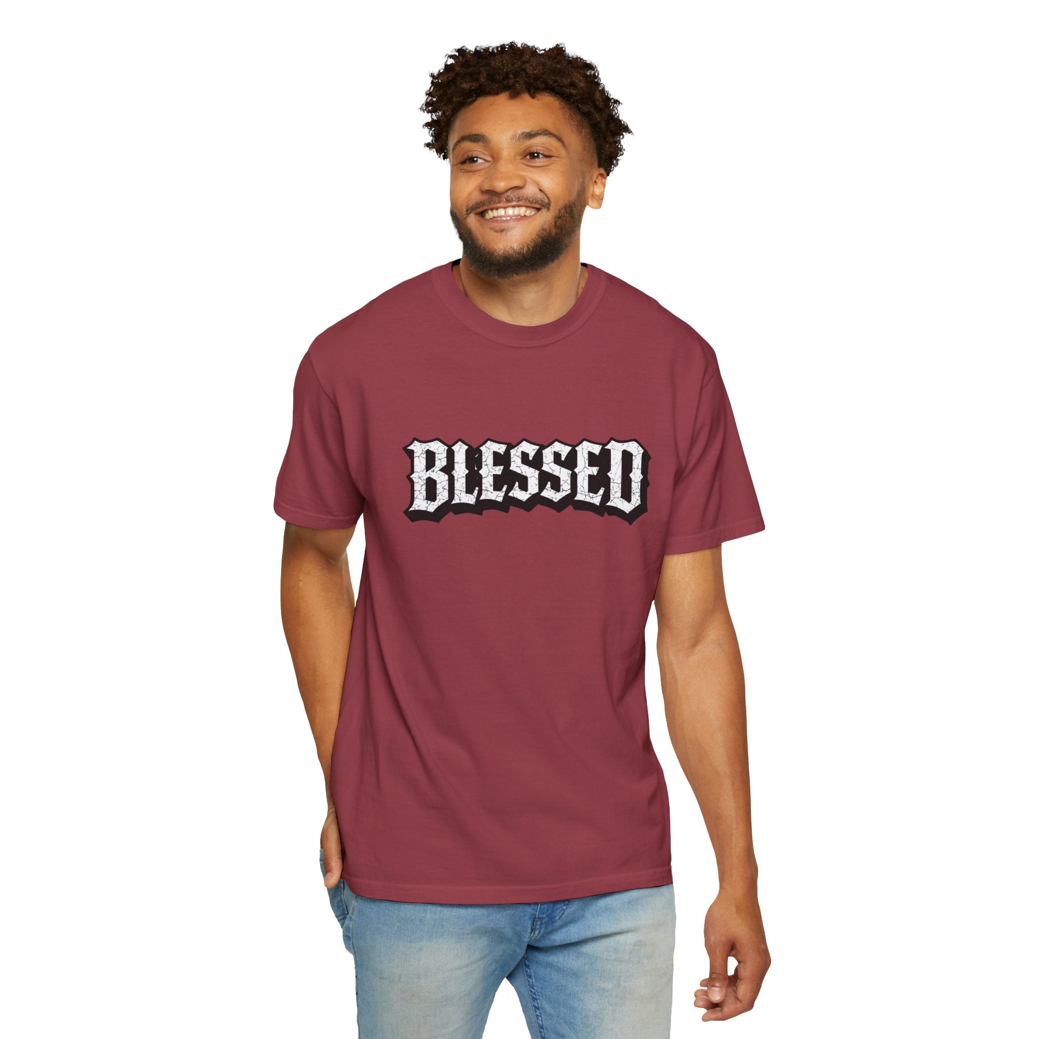 Blessed Script T-shirt | Garment-Dyed Casual Tee | Unisex T-shirt