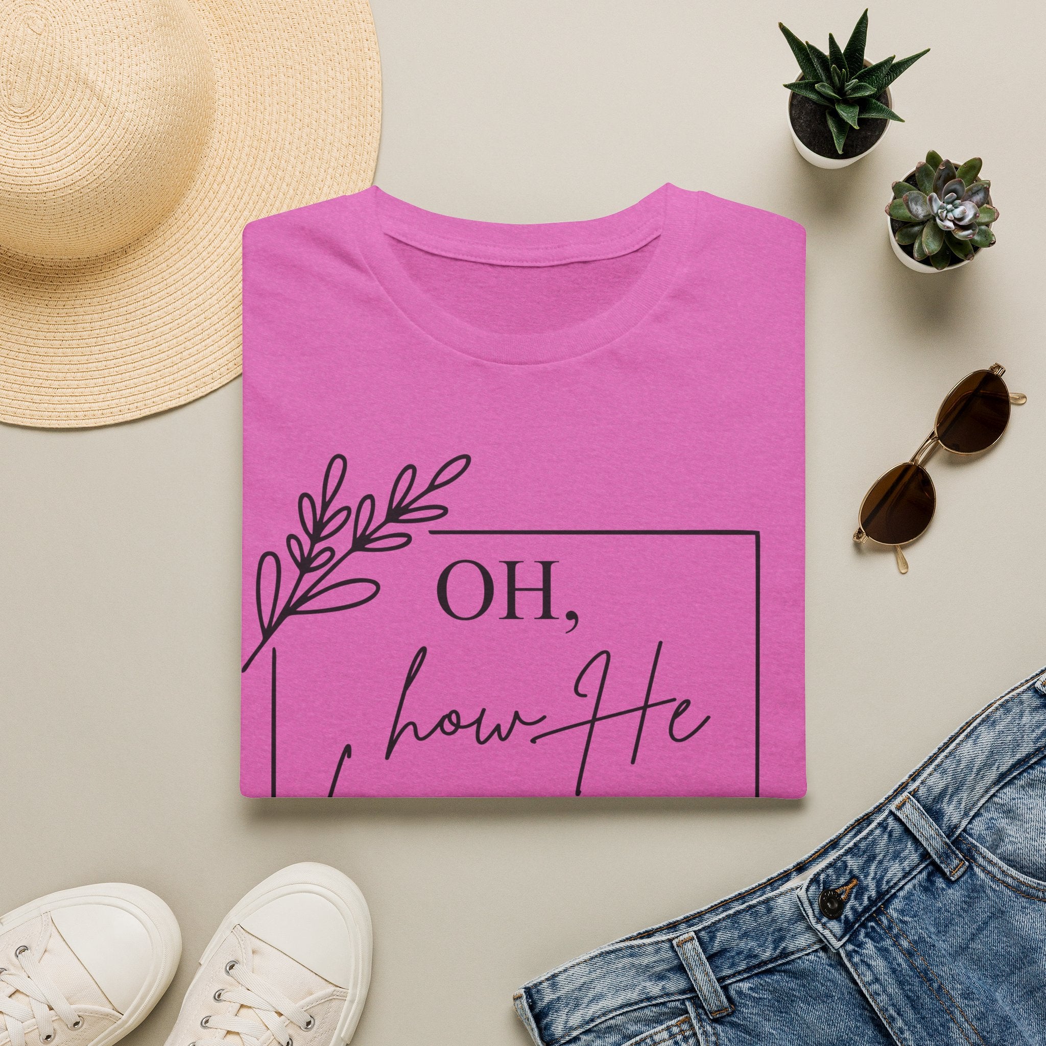 Oh How He Loves Us 1 John 4:10 T-Shirt | Christian Scripture Tee