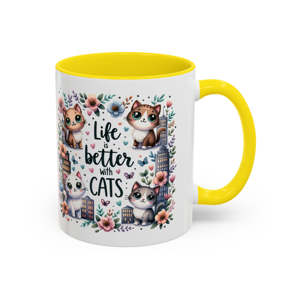 Life Is Better With Cats Accent Coffee Mug 11oz