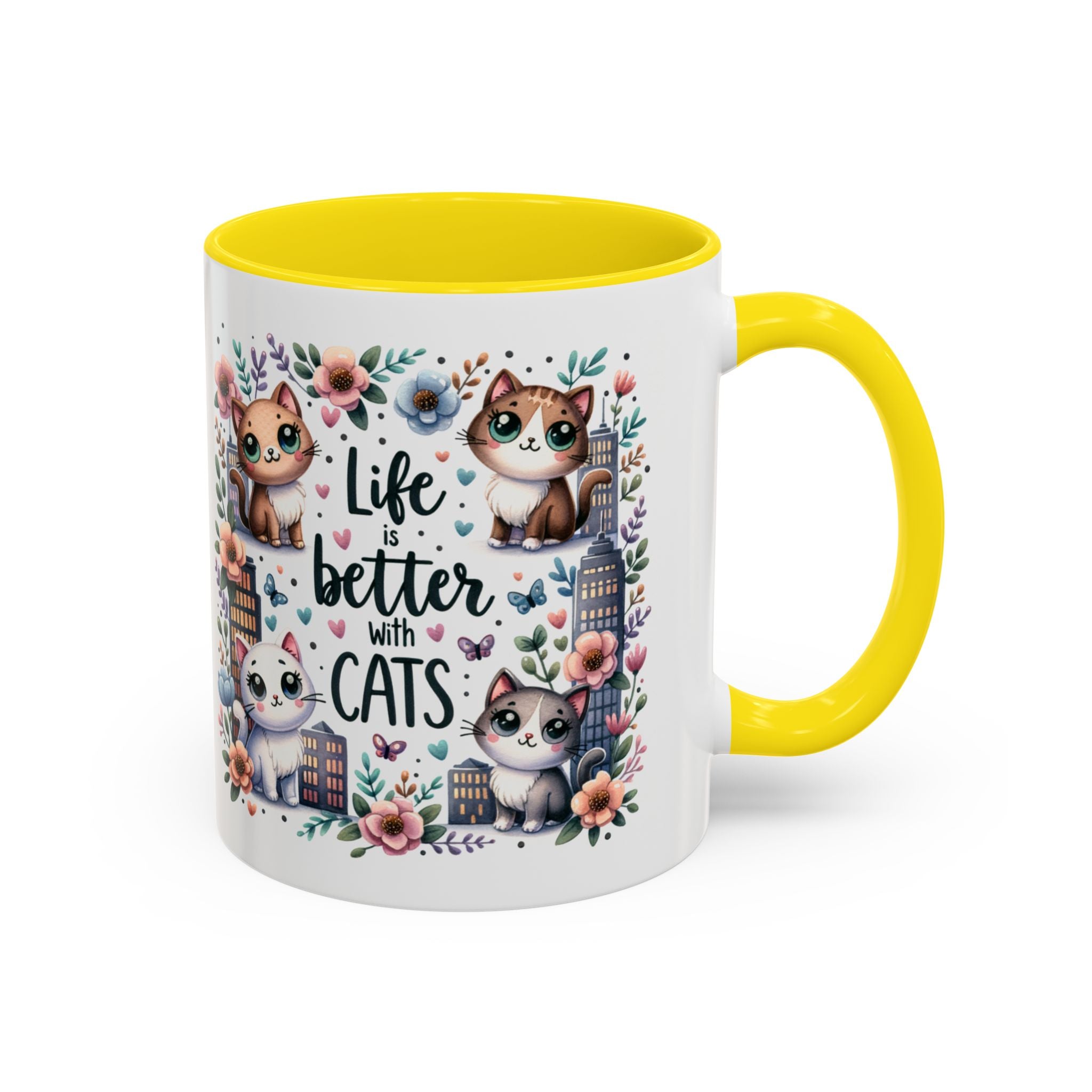 Life Is Better With Cats Accent Coffee Mug 11oz