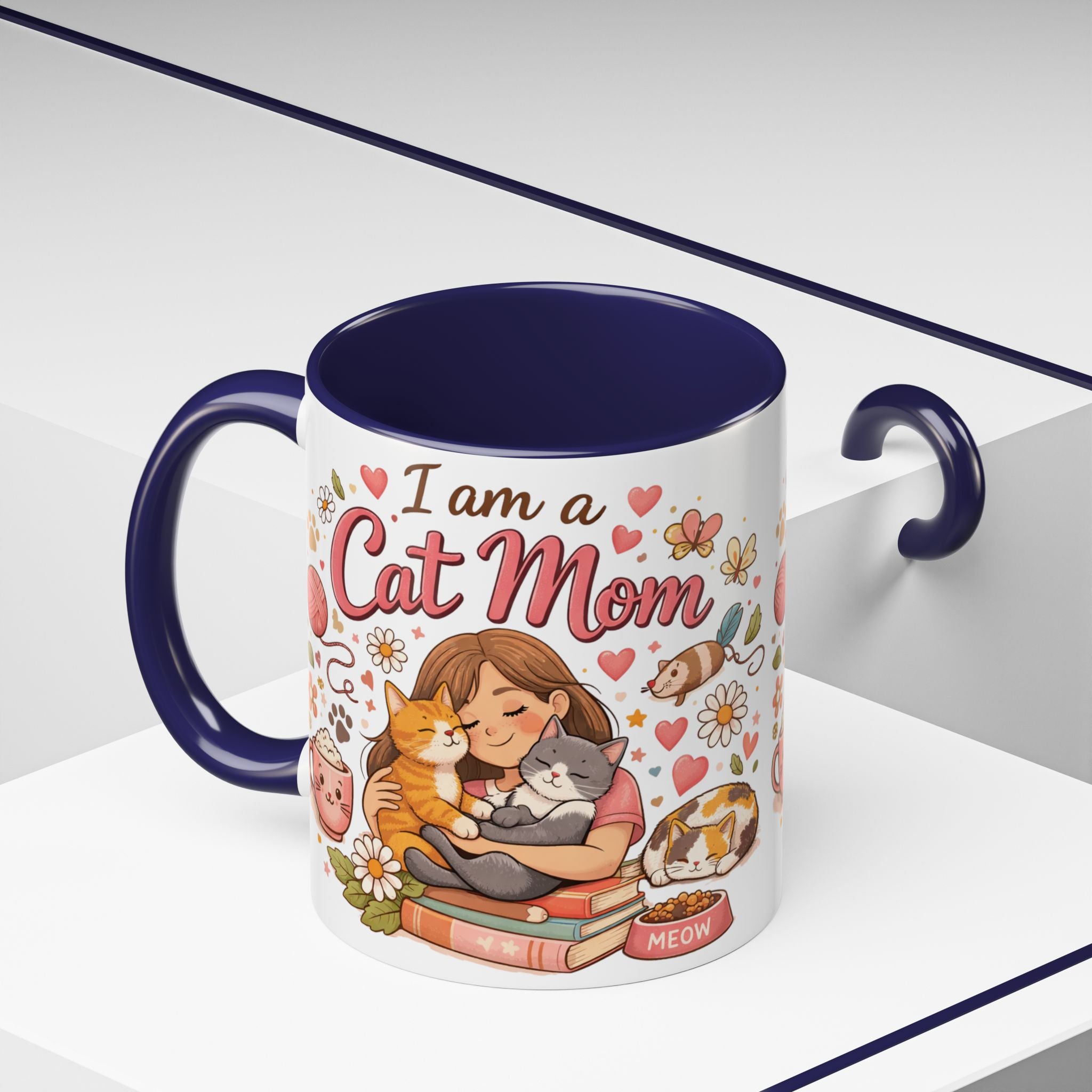 I Am a Cat Mom Accent Mug | Cute Cat Lover Coffee Cup