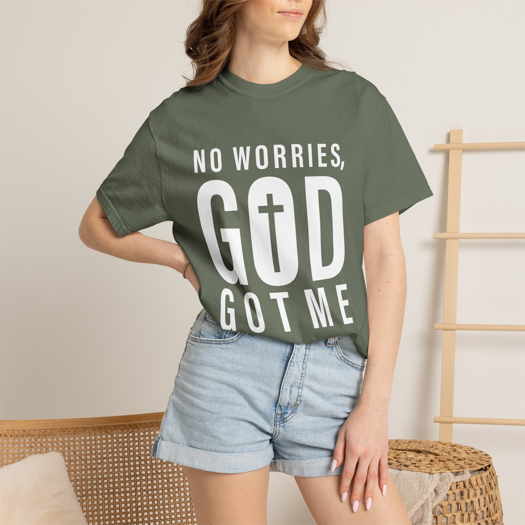 No Worries, God Got Me Unisex Garment-Dyed T-shirt