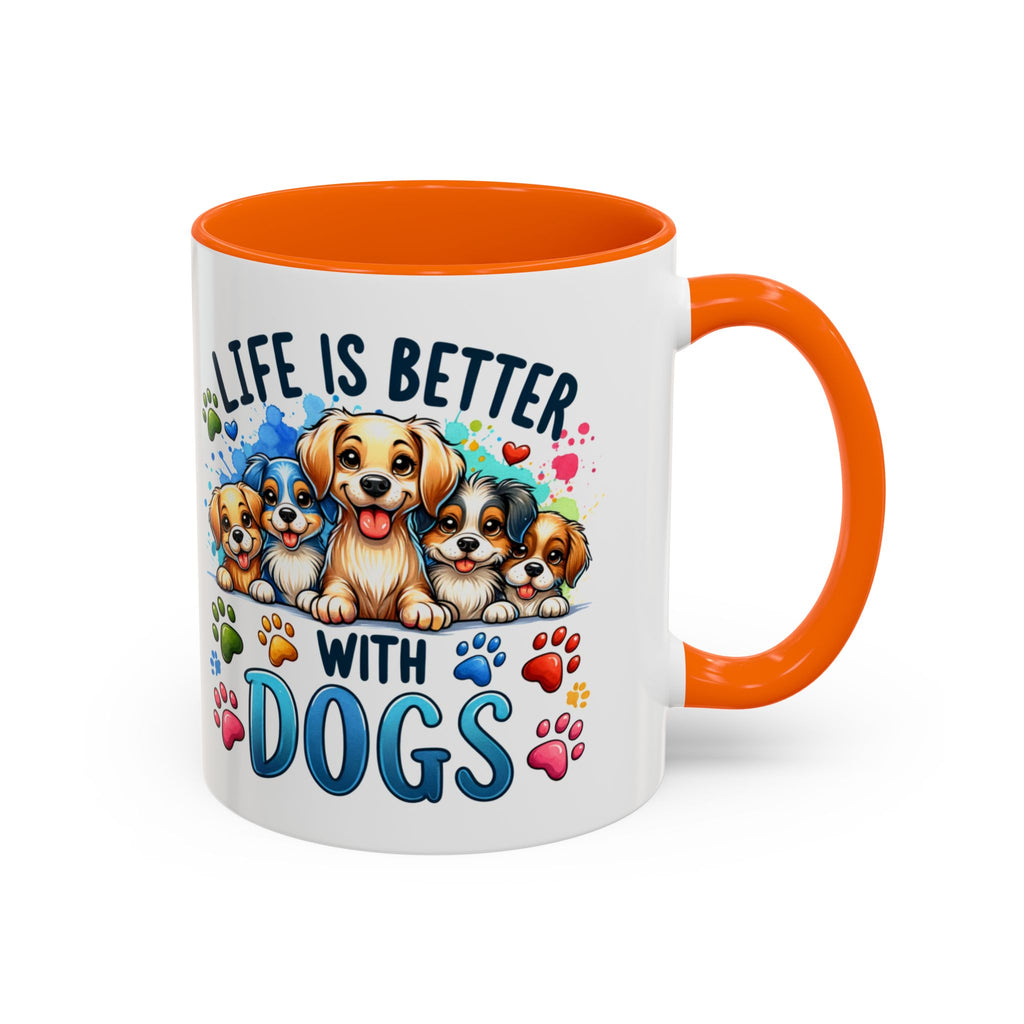 "Life Is Better With Dogs" Accent Dog Lover Mug (11 oz)