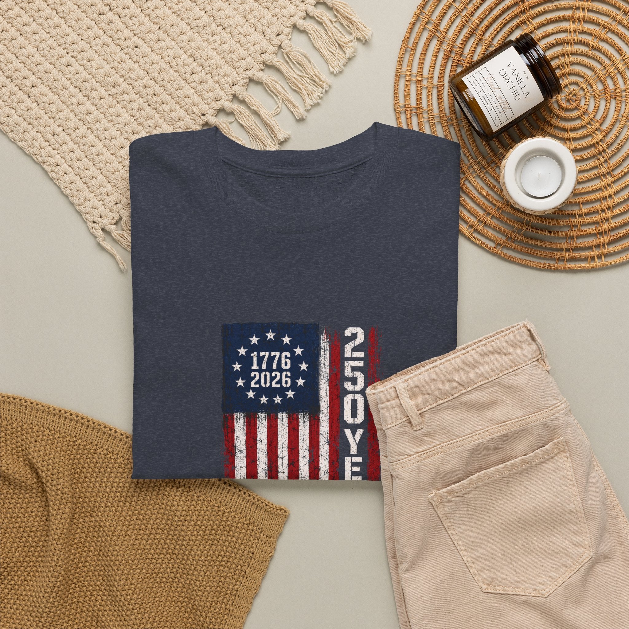 1776–2026 250 Years Flag T-Shirt — American Bicentennial Anniversary Tee