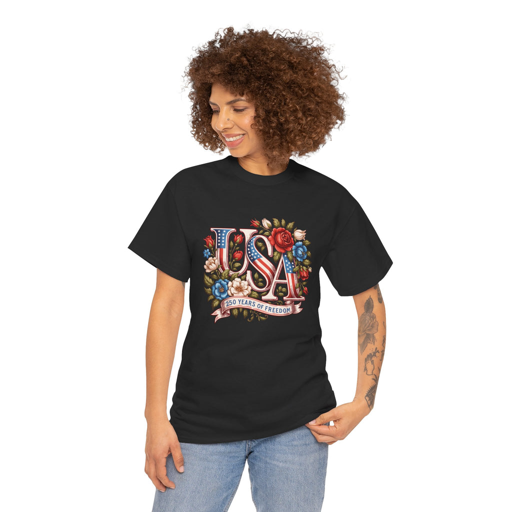 USA Floral 'Land of the Free' T-Shirt