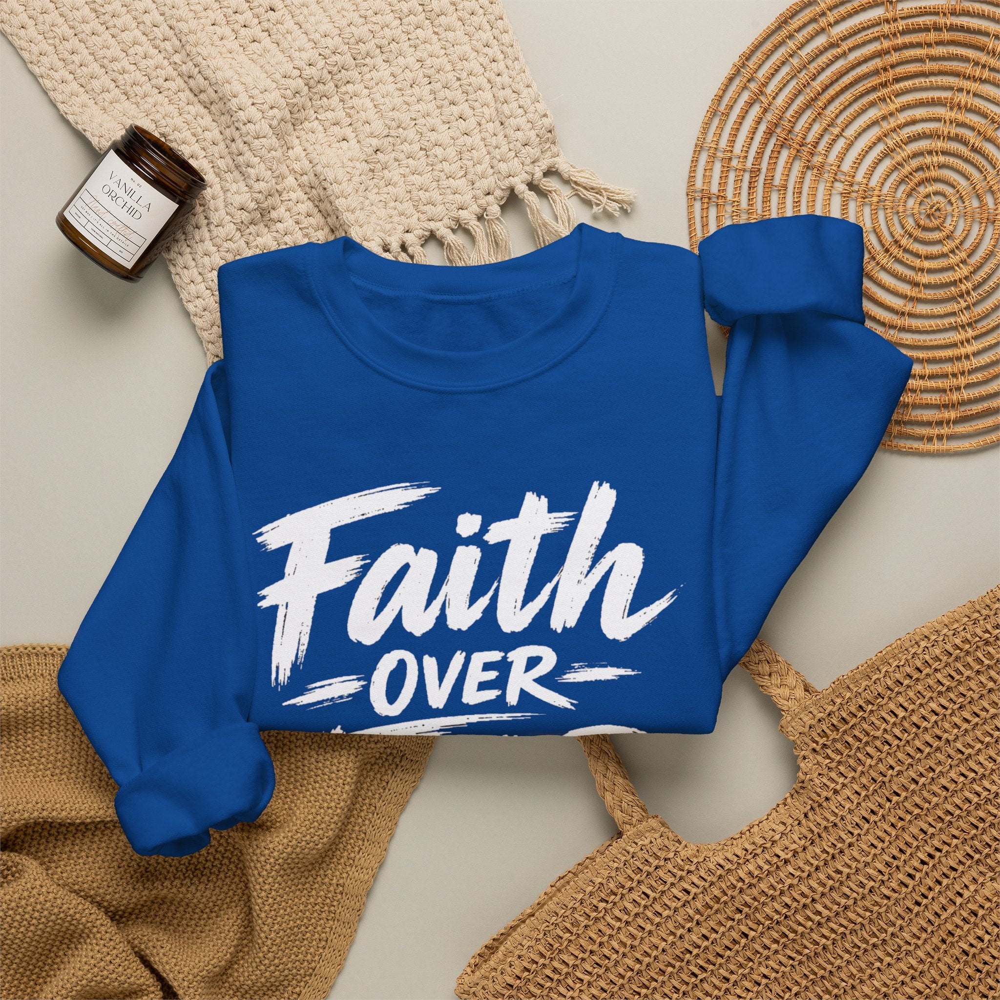 Faith Over Fear Sweatshirt | Inspirational Christian Typography Crewneck | Unisex sweatshirt