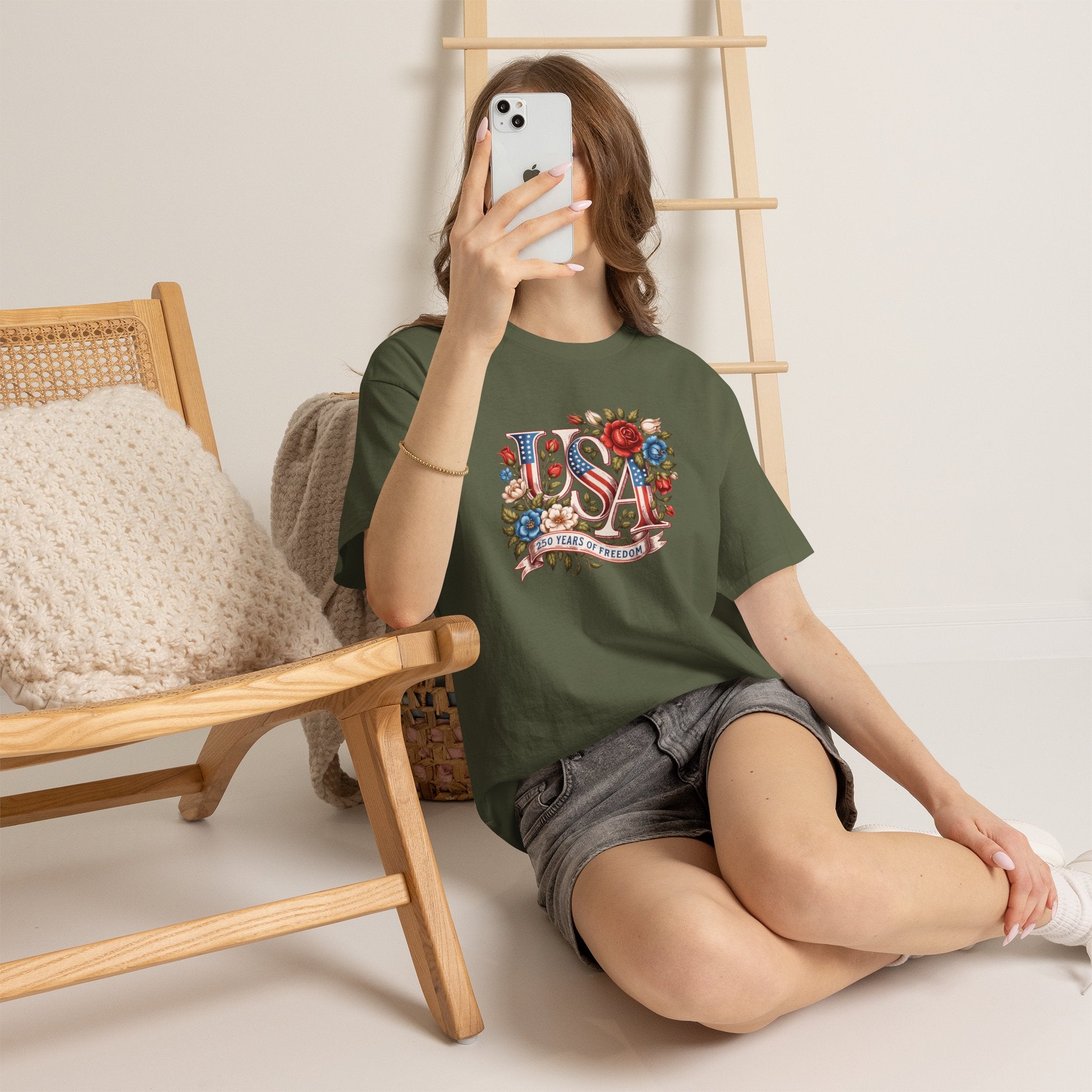 USA Floral 'Land of the Free' T-Shirt