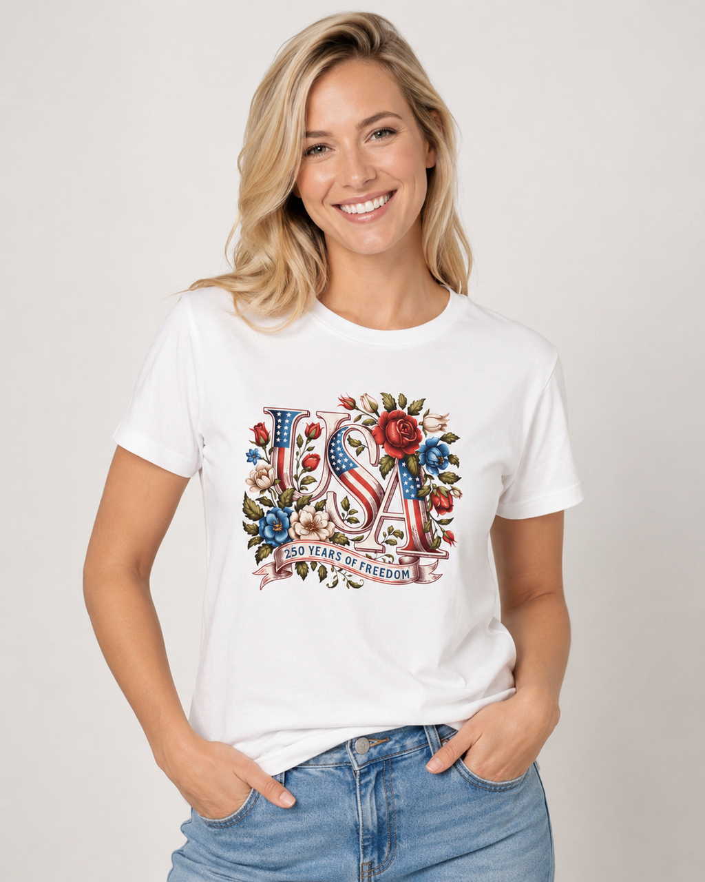 USA Floral 'Land of the Free' T-Shirt