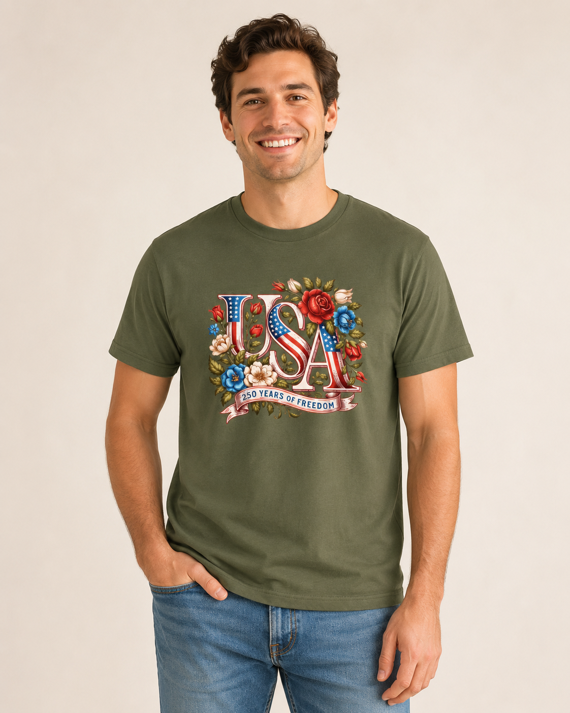 USA Floral 'Land of the Free' T-Shirt